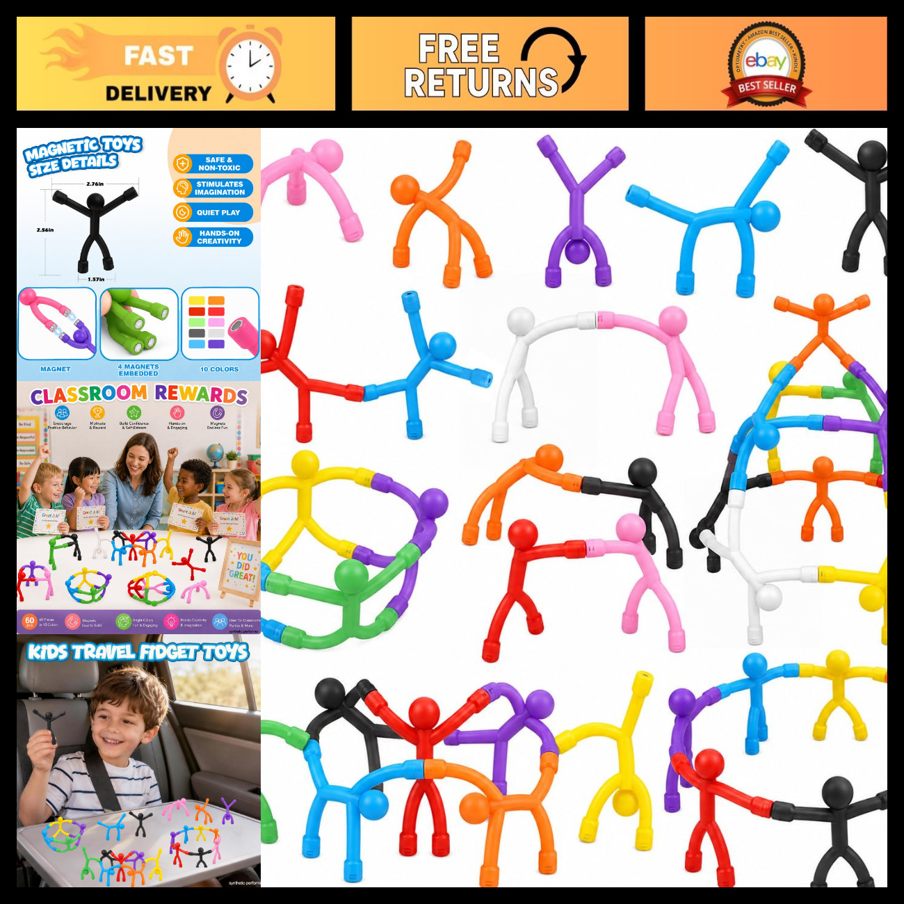 60Pcs Magnetic Travel Toys for Kids - Fun Magnetic Figures & Creative Play 60Pcs Magnetic Travel Toys for Kids - Fun Magnetic Figures & Creative Play