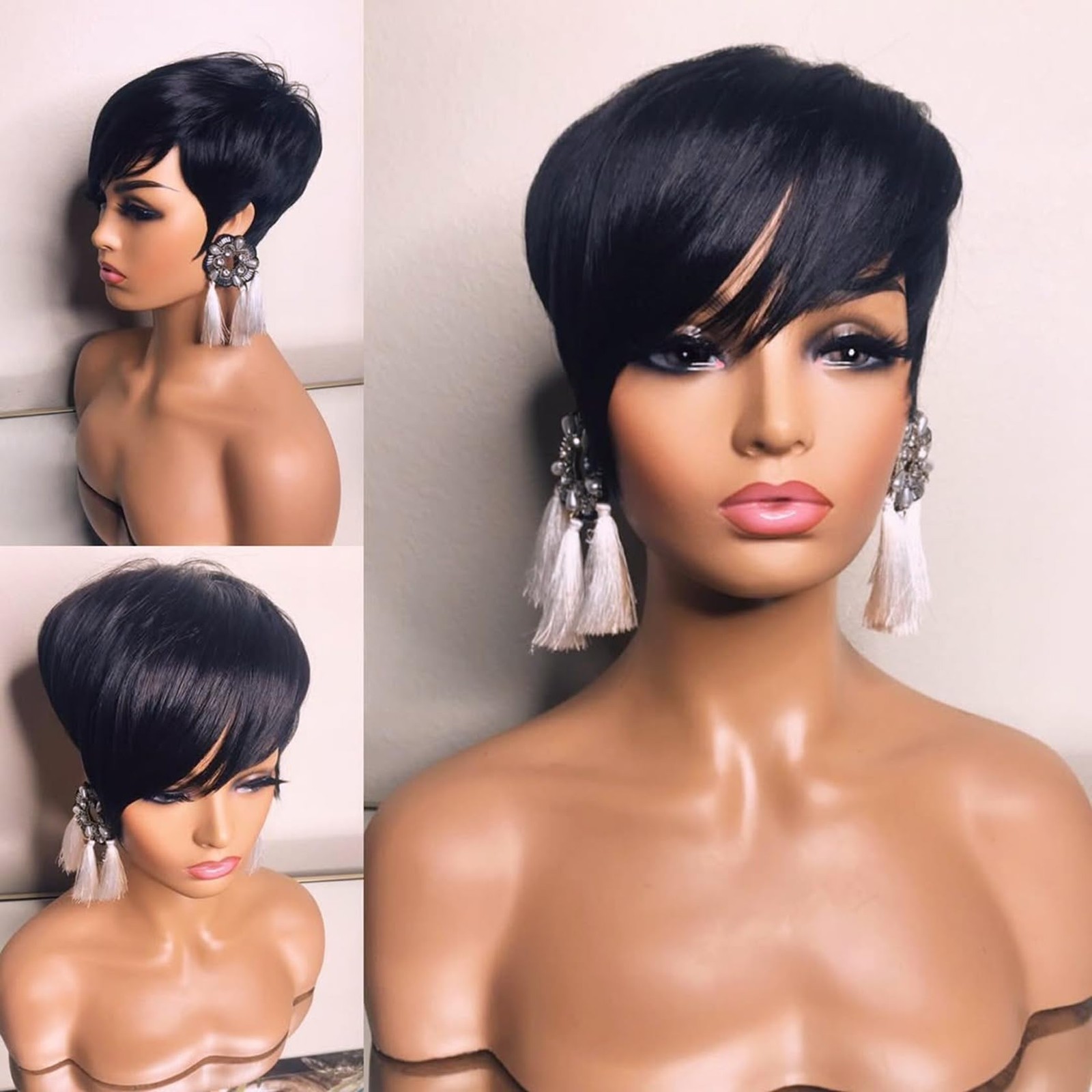 SisBroSis Short Pixie Cut Human Hair Wig for Black Women Glueless Short Layer... SisBroSis Short Pixie Cut Human Hair Wig for Black Women Glueless Short Layer...