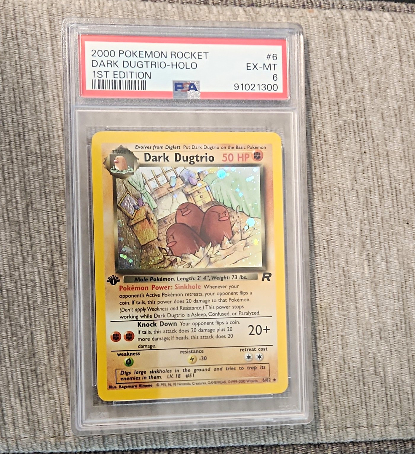 Pokemon TCG Team Rocket Dark Dugtrio 1st Edition Holo 6/82 PSA 6 (2000)