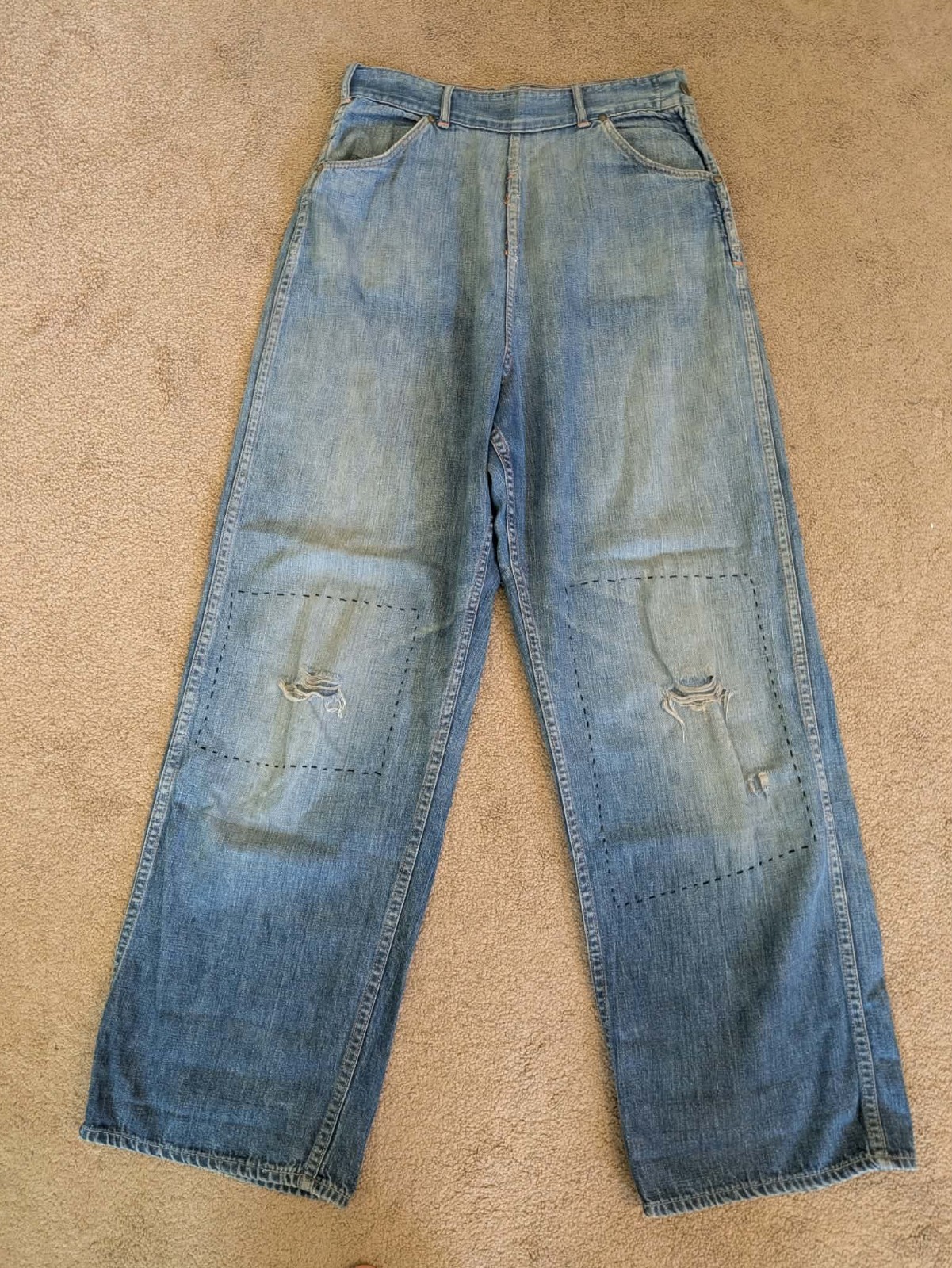 1950s light blue side-zip jeans 1950s light blue side-zip jeans