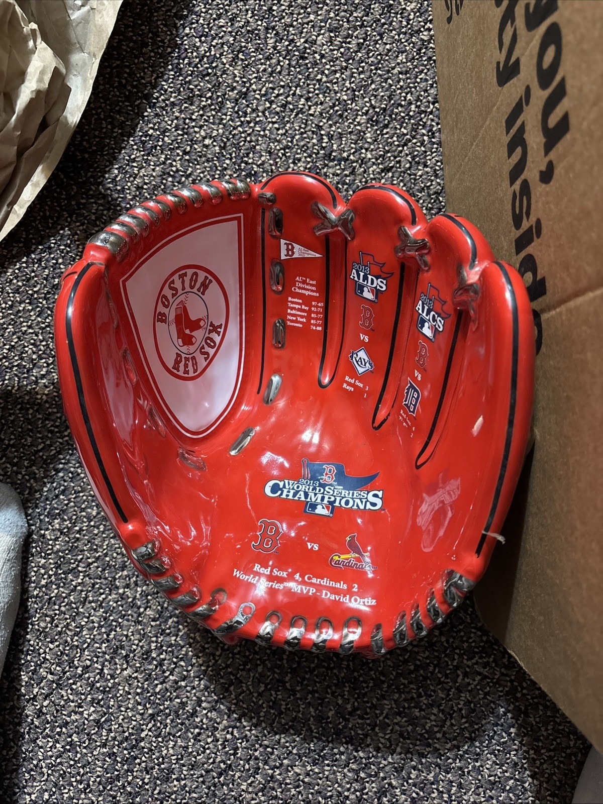 Boston Red Sox 2013 World Series Champions Red Ceramic Decorative Glove Boston Red Sox 2013 World Series Champions Red Ceramic Decorative Glove
