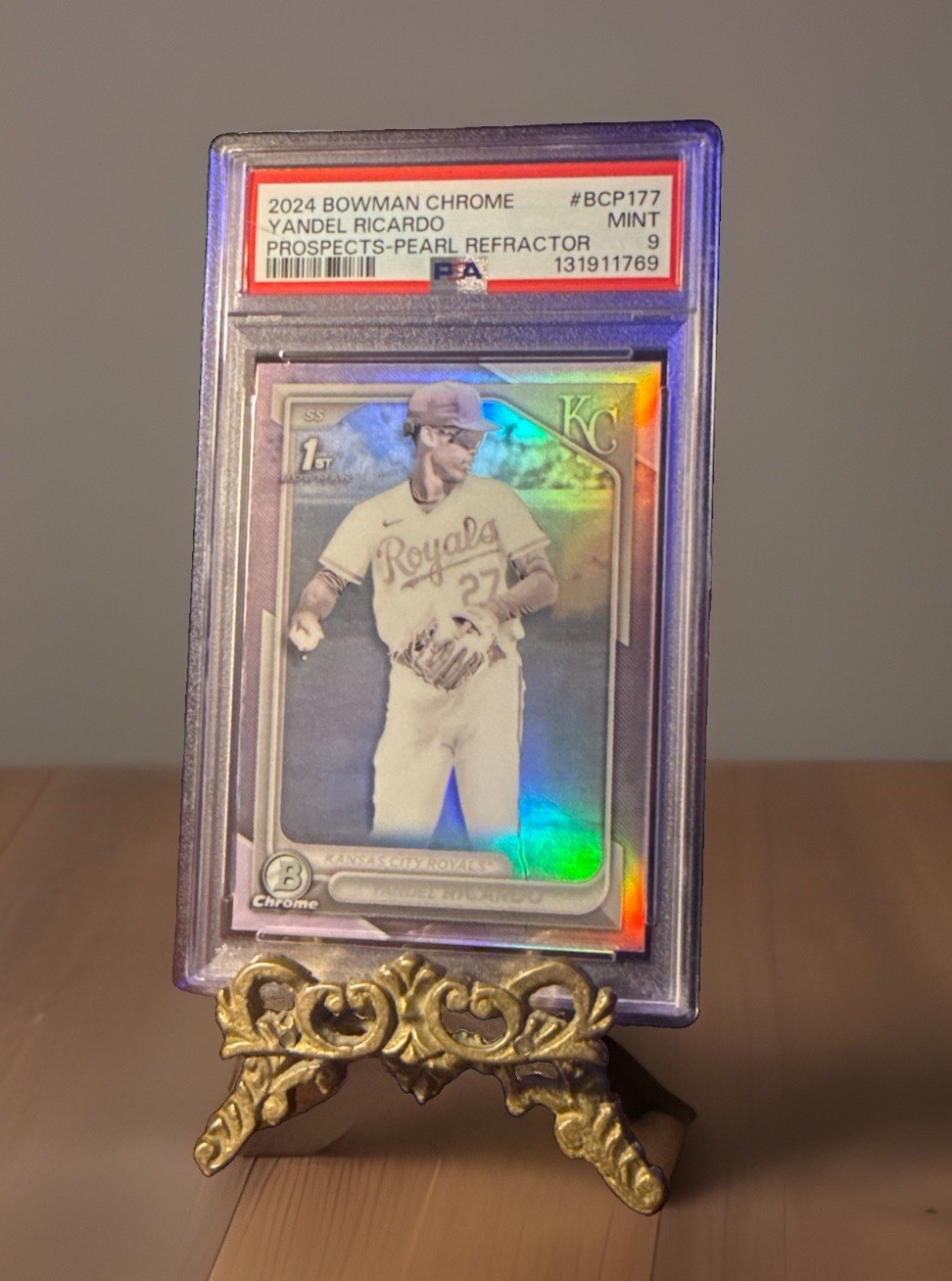 2024 Bowman Chrome Prospects Yandel Ricardo #BCP-177 Pearl Refractor Psa 9 Pop 2