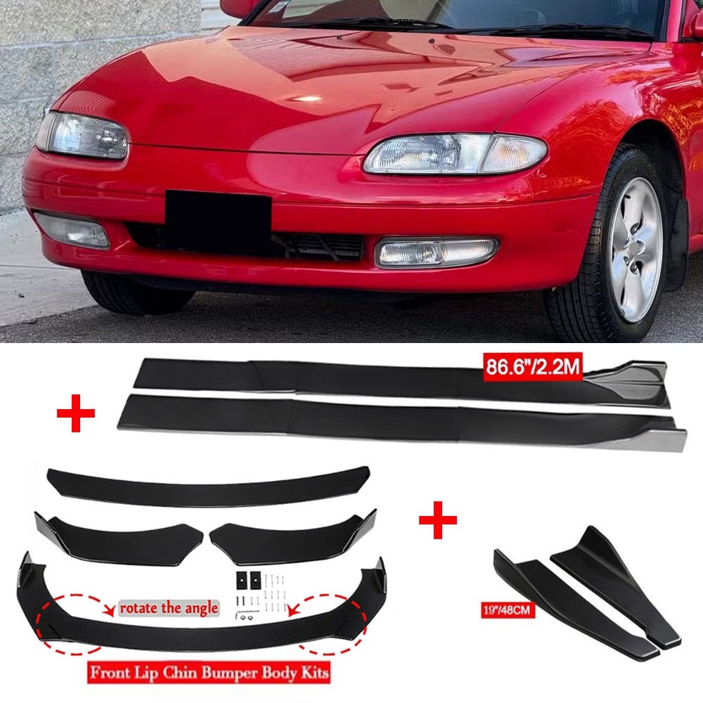 Glossy Black Front Bumper Chin Lip Spoiler Splitter Body Kit For Mazda MX-6