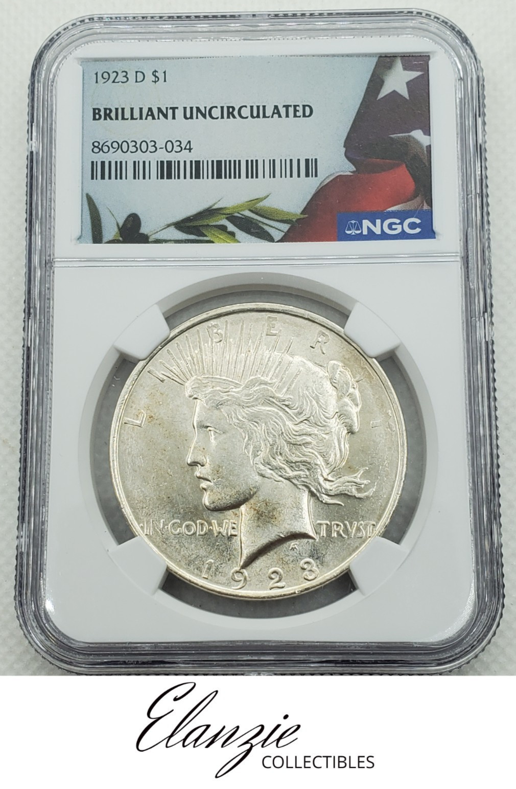 1923-D Peace Silver Dollar NGC Brilliant Uncirculated