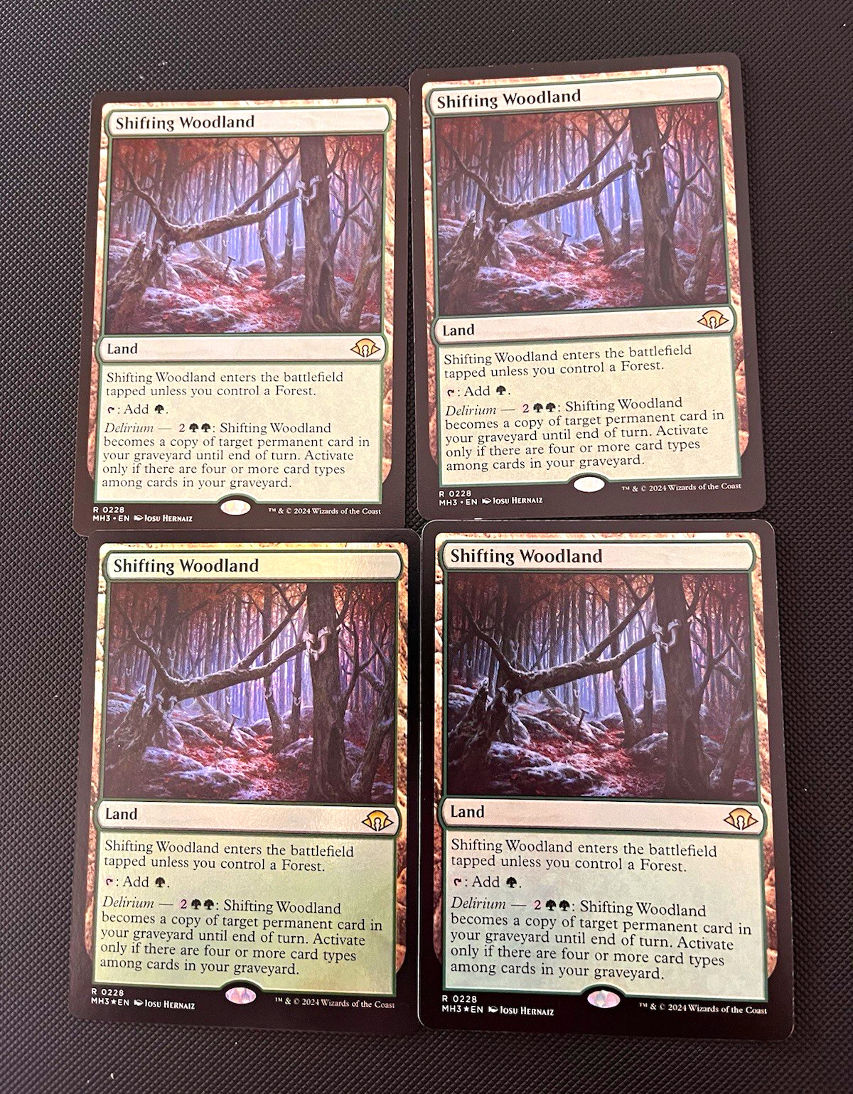 Shifting Woodland x4 playset Modern Horizons 3 MTG, 2x Foil, 2x Regular #0228