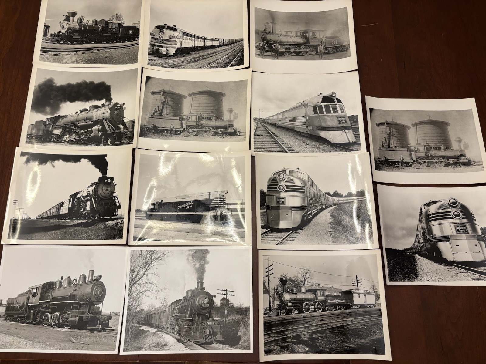 Lot of 13 Vintage Locomotive Train Photographs, Original 8” x 10” Black & White Lot of 13 Vintage Locomotive Train Photographs, Original 8” x 10” Black & White