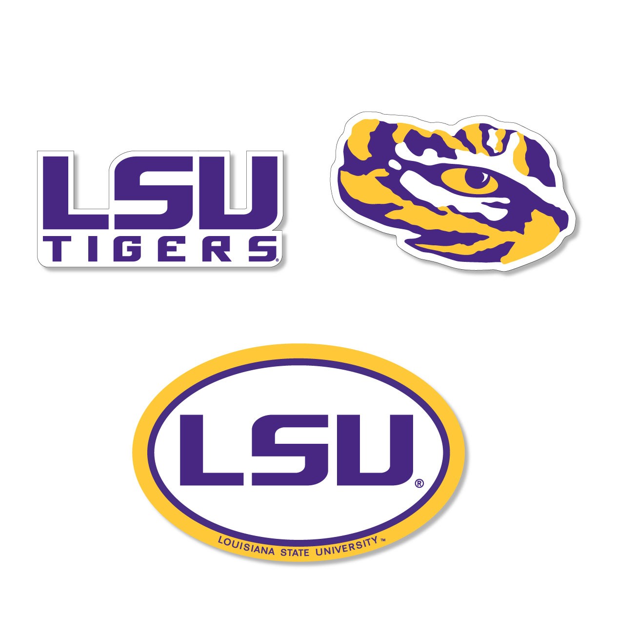 LSU Tigers Auto Magnets 3 Pack Durable Magnets Two 6\ LSU Tigers Auto Magnets 3 Pack Durable Magnets Two 6\