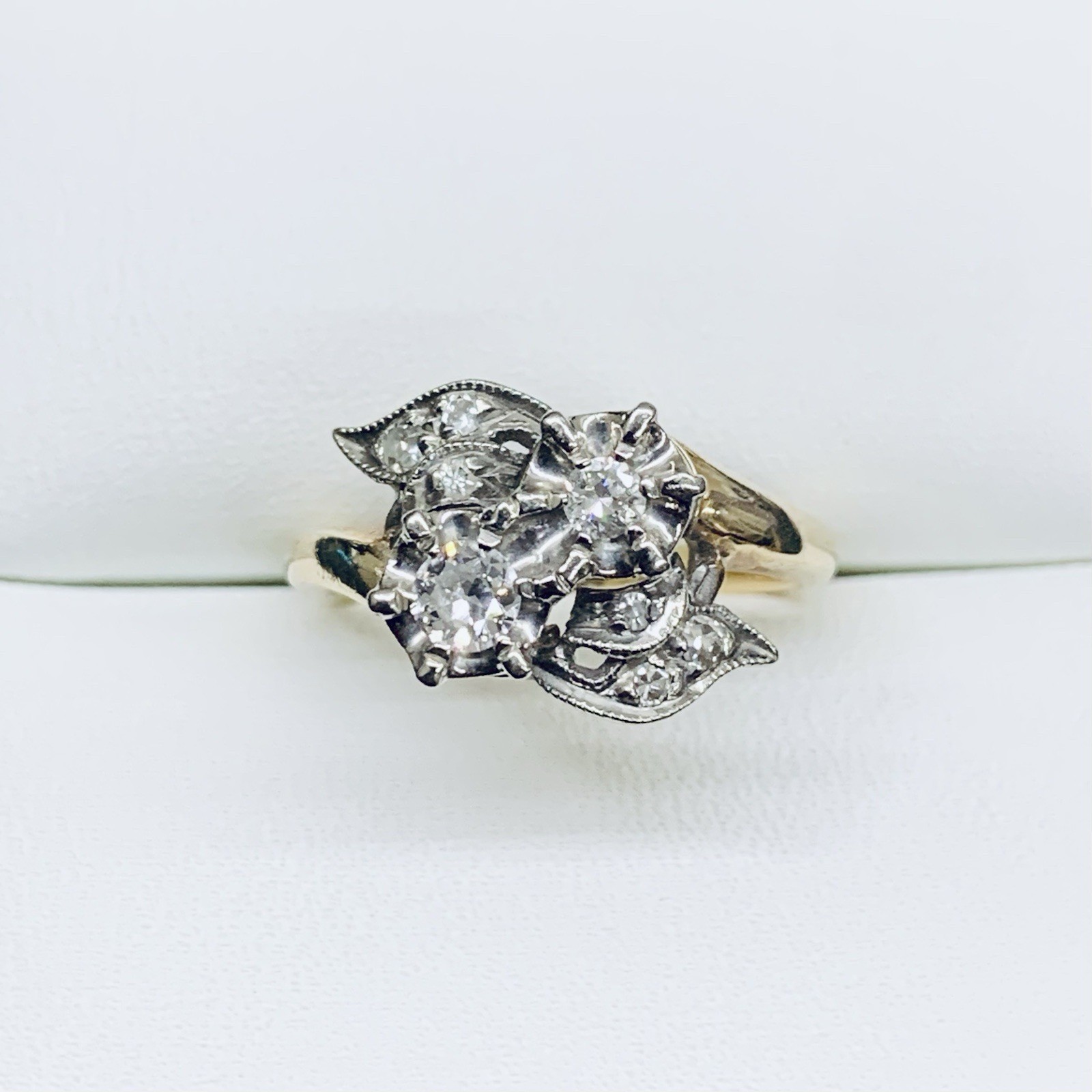 Vintage 0.20 Ct 14k Yellow Gold Round Natural Diamond Flower Pave Ring Size 5.5 Vintage 0.20 Ct 14k Yellow Gold Round Natural Diamond Flower Pave Ring Size 5.5