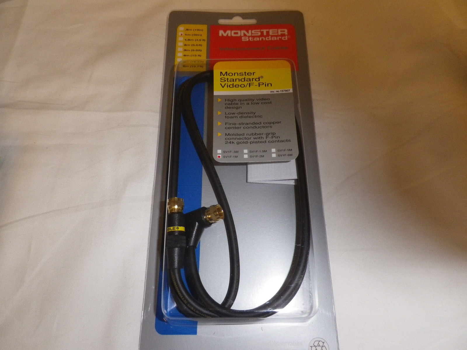 Monster Standard Video / F - Pin 1m (39in) SV 1F - 1M  FREE S&H