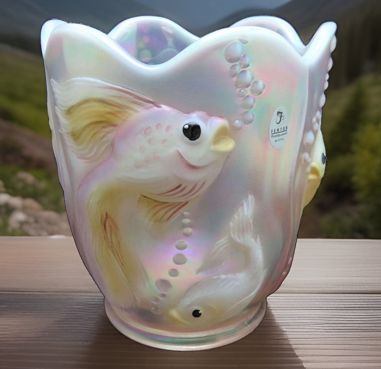 Fenton Atlantis Rosalene Glass Vase 6.5 Fenton Atlantis Rosalene Glass Vase 6.5