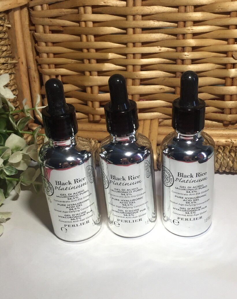 3 Pack Perlier Black Rice Platinum 94.5% Pure Hyaluronic Acid Gel NEW 1.6 oz x3