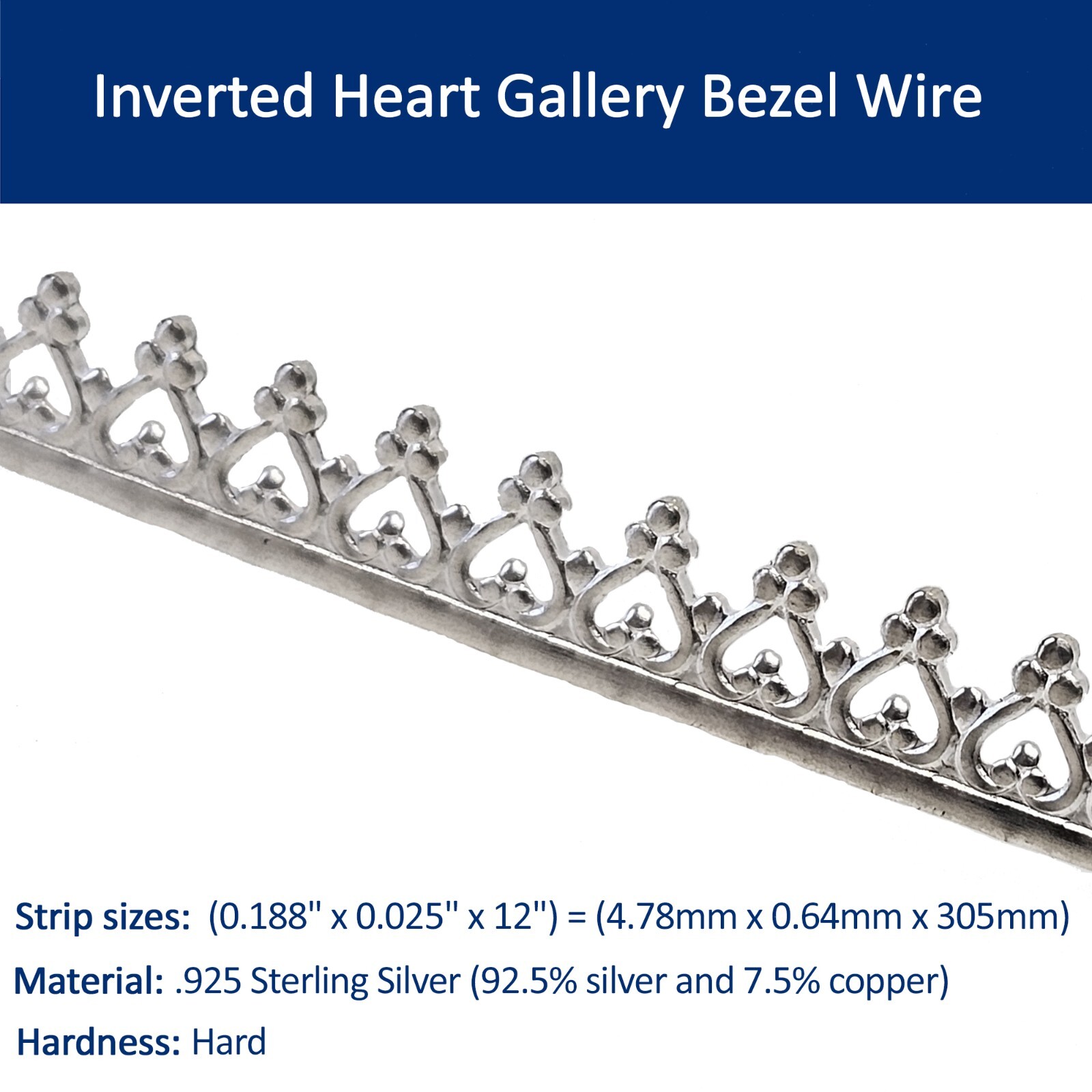 Gallery Bezel Wire 925 Sterling Silver Strip (9 variations)