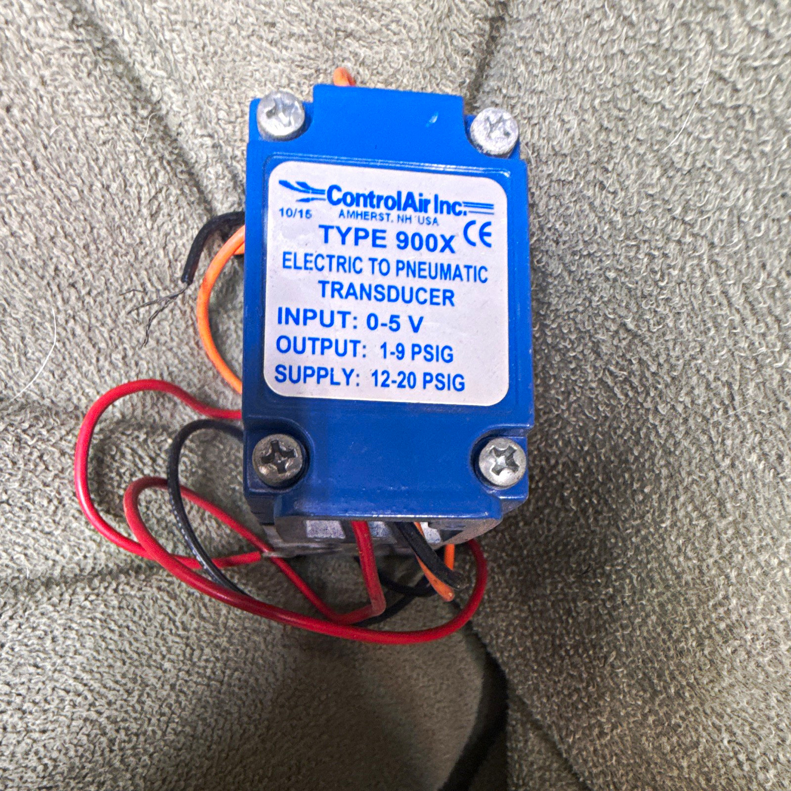 ControlAir Inc. Type 900X Electric-to-Pneumatic Transducer 0-5V DC 1-9 PSIG
