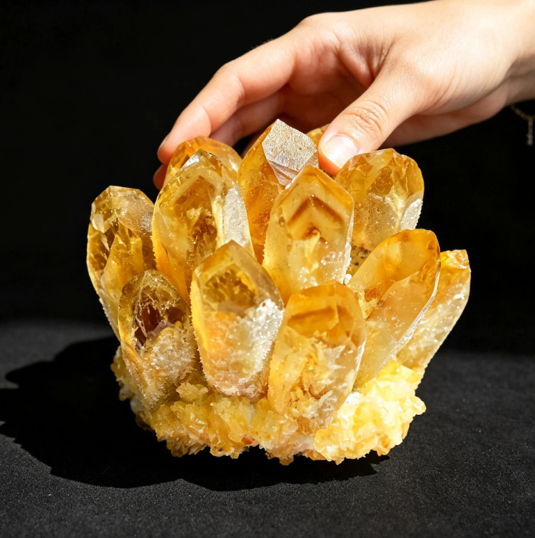 300G Citrine Quartz Crystal Cluster Reiki Energy Stone Healing Specimens Decor