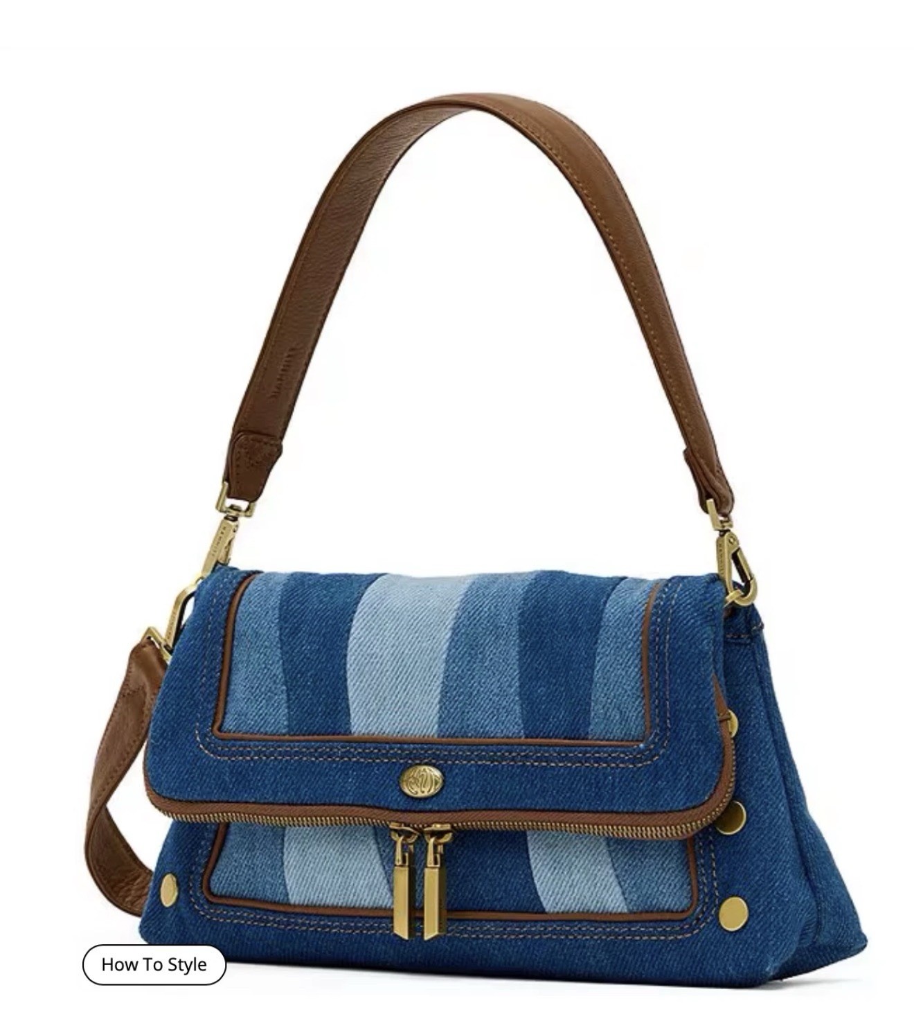 NWT Hammitt Beverly Medium Silverlake Denim Shoulder Bag $475