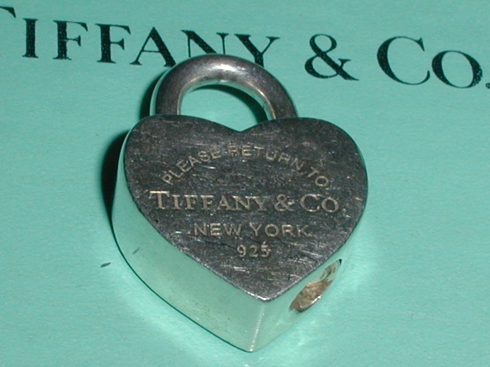 PLEASE RETURN TO TIFFANY & CO STERLING HEART PADLOCK CHARM- OPENS & CLOSES