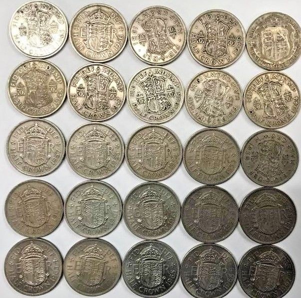BULK HALFCROWNS SELECT HOW MANY ALL ARE DIFFERENT DATES