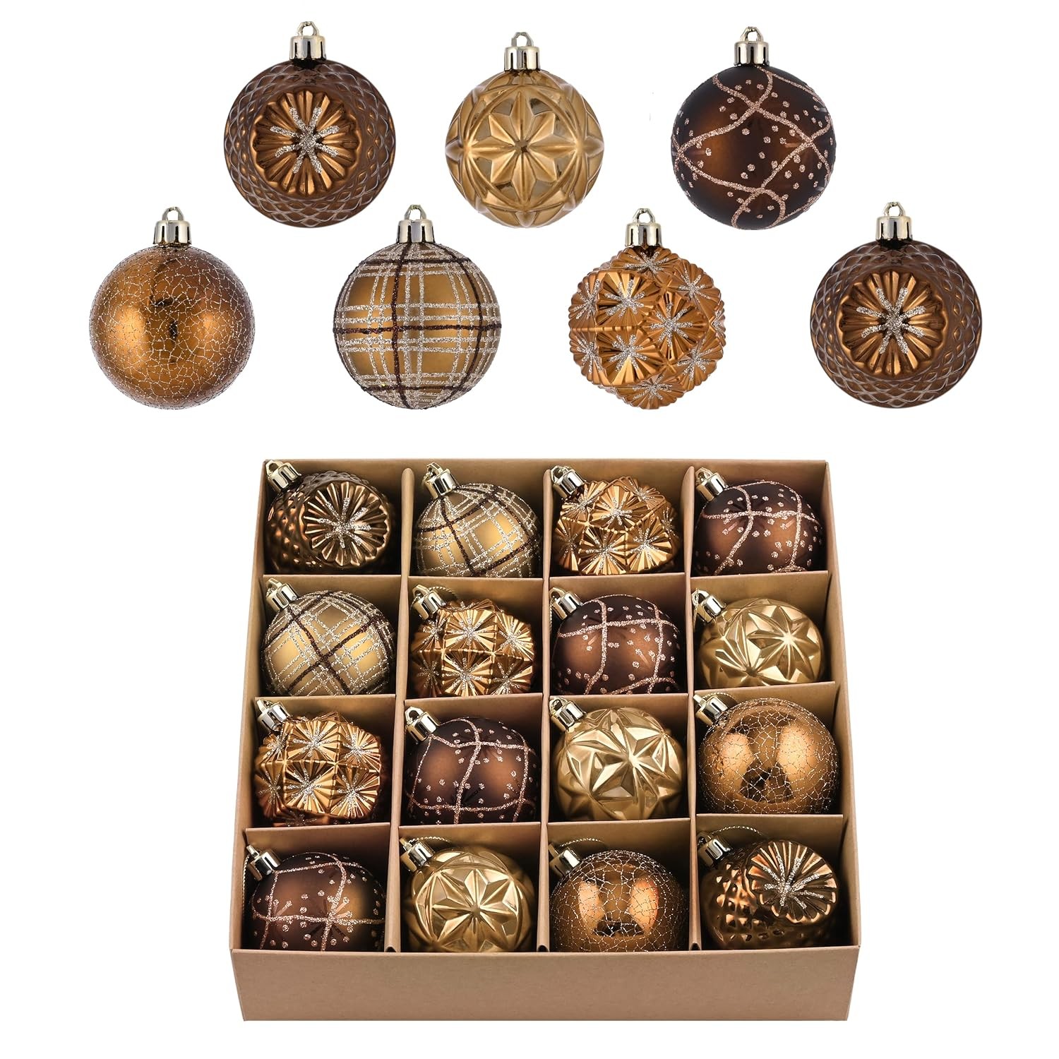 Valery Madelyn Fall Ornaments for Christmas Trees, 16ct Bronze Copper Brown Gold