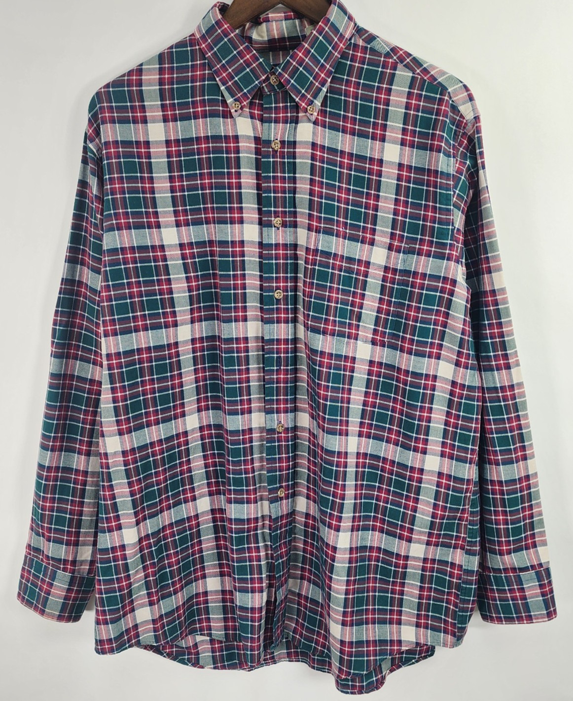 Vintage LL Bean G200 Plaid Shirt Men\'s L Lightweight Flannel USA Button Down