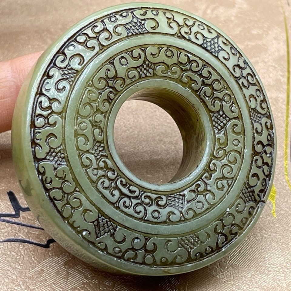 Antique Chinese Jade Pendant Old Jade Peace Buckle Vintage Carving Collectible