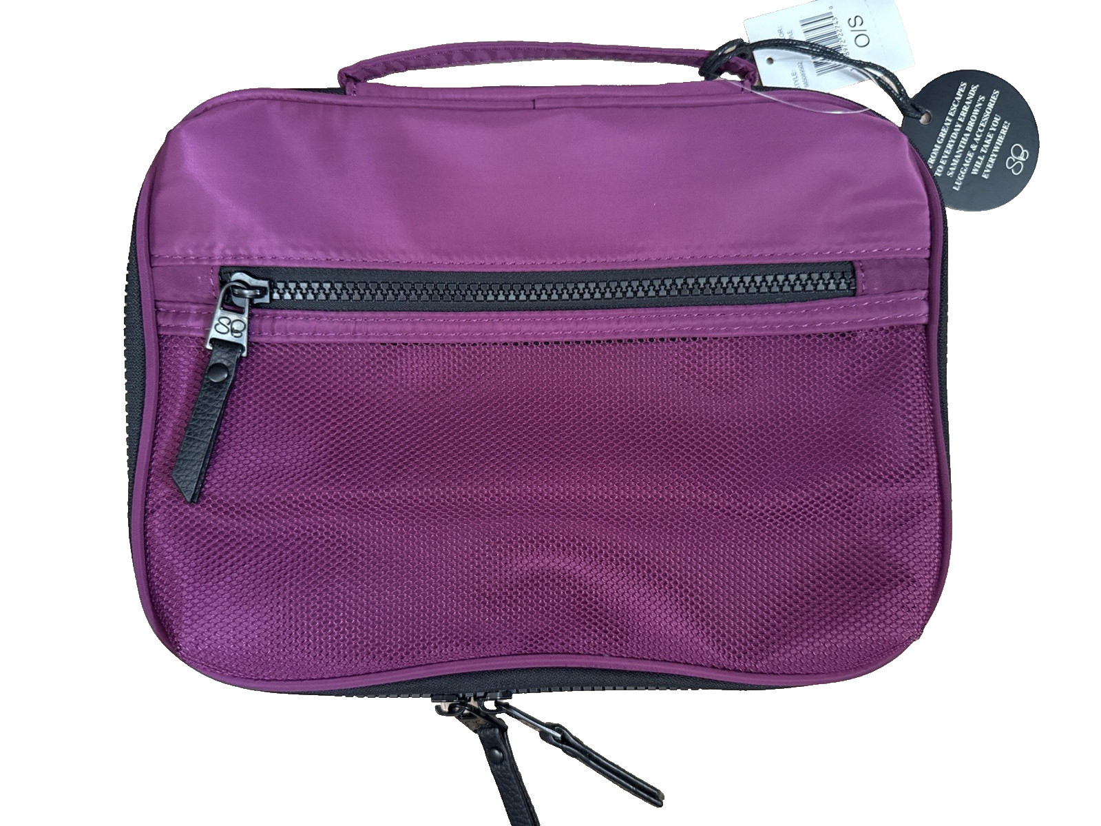 Samantha Brown Travel Zip-Around Lightweight Mesh Tech Organizer Purple NWT