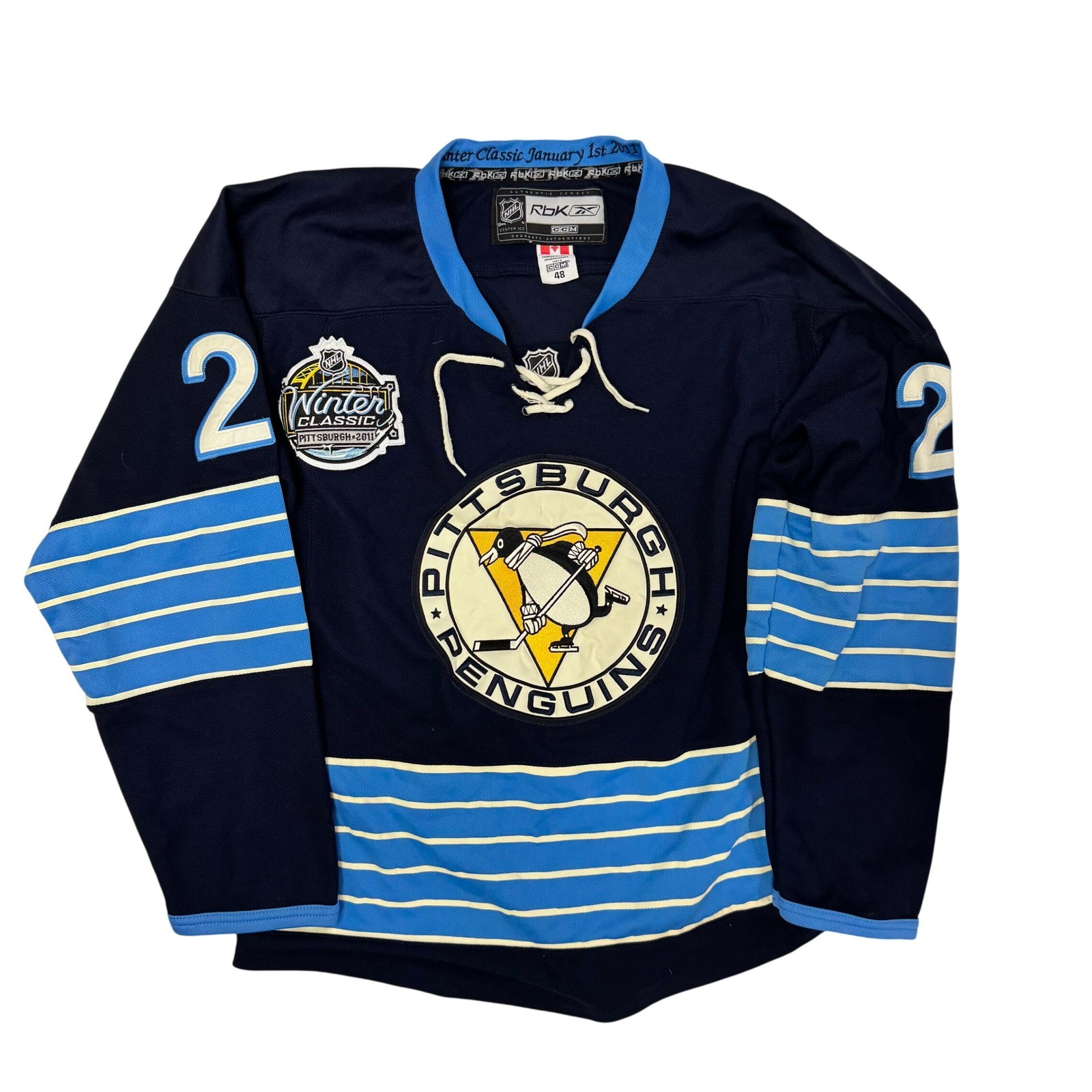 Reebok Marc-Andre Fleury Pittsburgh Penguins 2011 Winter Classic Jersey 48 Navy