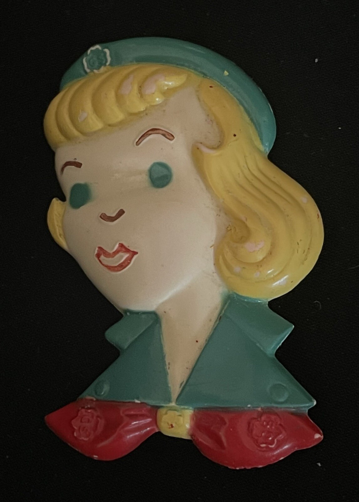 RARE VERY NICE Vintage INTERMEDIATE GIRL SCOUT FIGURAL PIN FACE Plastic 1952 RARE VERY NICE Vintage INTERMEDIATE GIRL SCOUT FIGURAL PIN FACE Plastic 1952