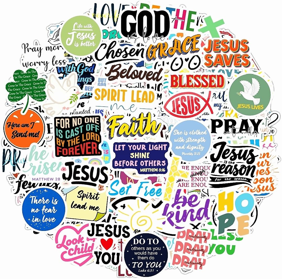 300PCS Inspirational Christian Stickers, Vinyl Waterproof Jesus Bible Verse 300PCS Inspirational Christian Stickers, Vinyl Waterproof Jesus Bible Verse