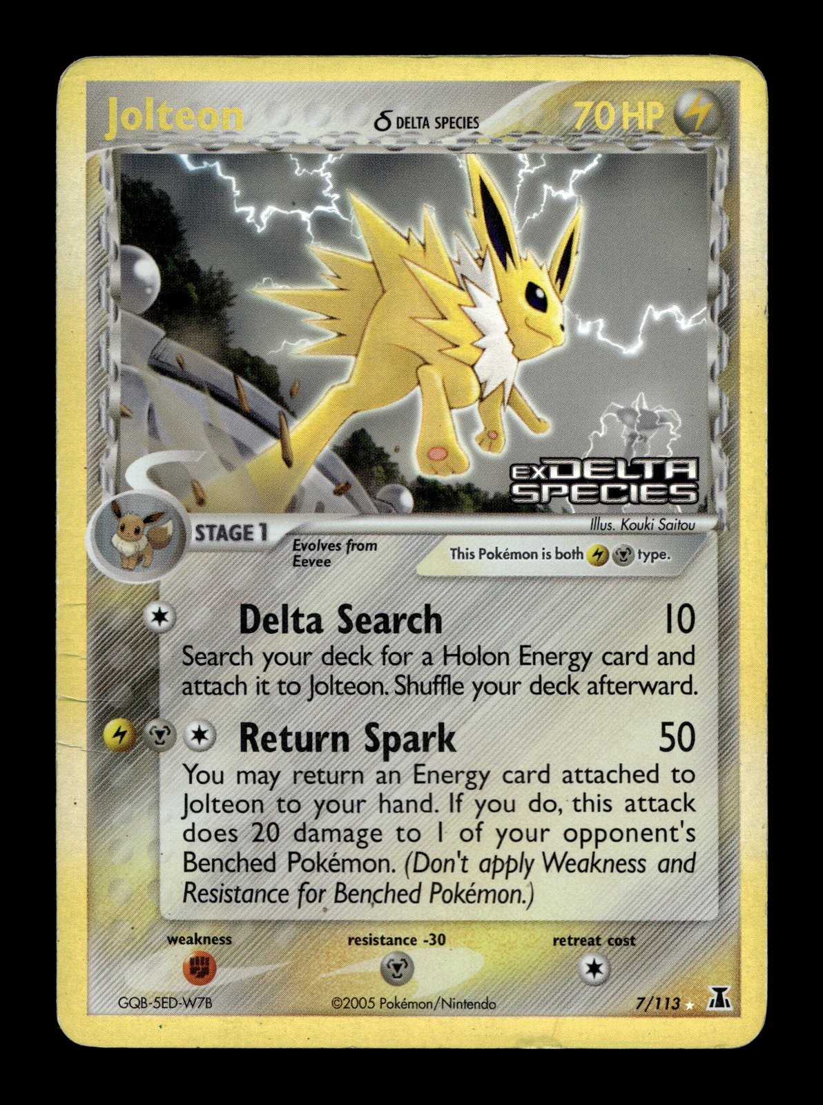 Jolteon (Delta Species) EX Delta Species #7 (2005) Reverse Holo HP Pokemon