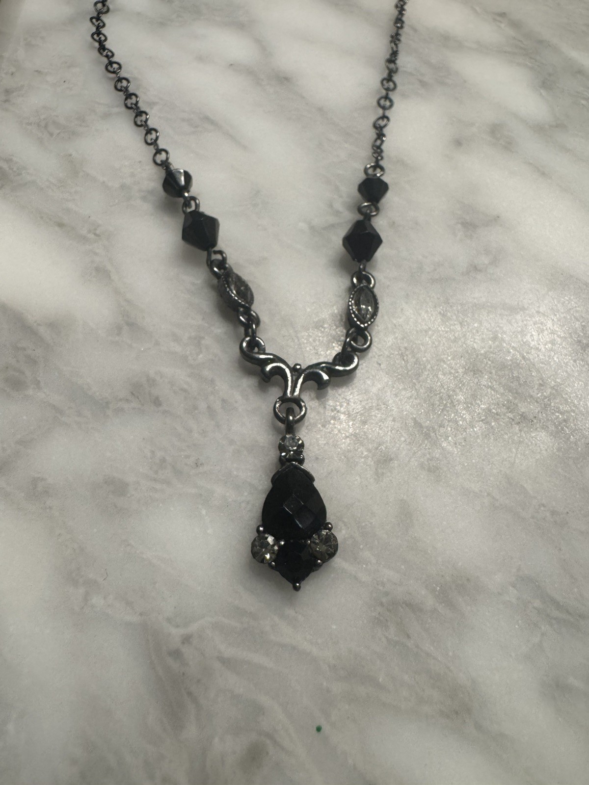 Victorian Style Y-Drop Necklace VTG 1928 Co Beaded Goth Rhinestone Collar 18 Victorian Style Y-Drop Necklace VTG 1928 Co Beaded Goth Rhinestone Collar 18