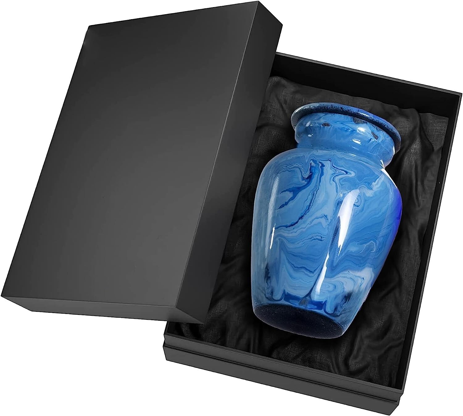 Small Keepsake Urn for Human Ashes Hand-Painted Mini Marble Blue Memorial Urn Small Keepsake Urn for Human Ashes Hand-Painted Mini Marble Blue Memorial Urn