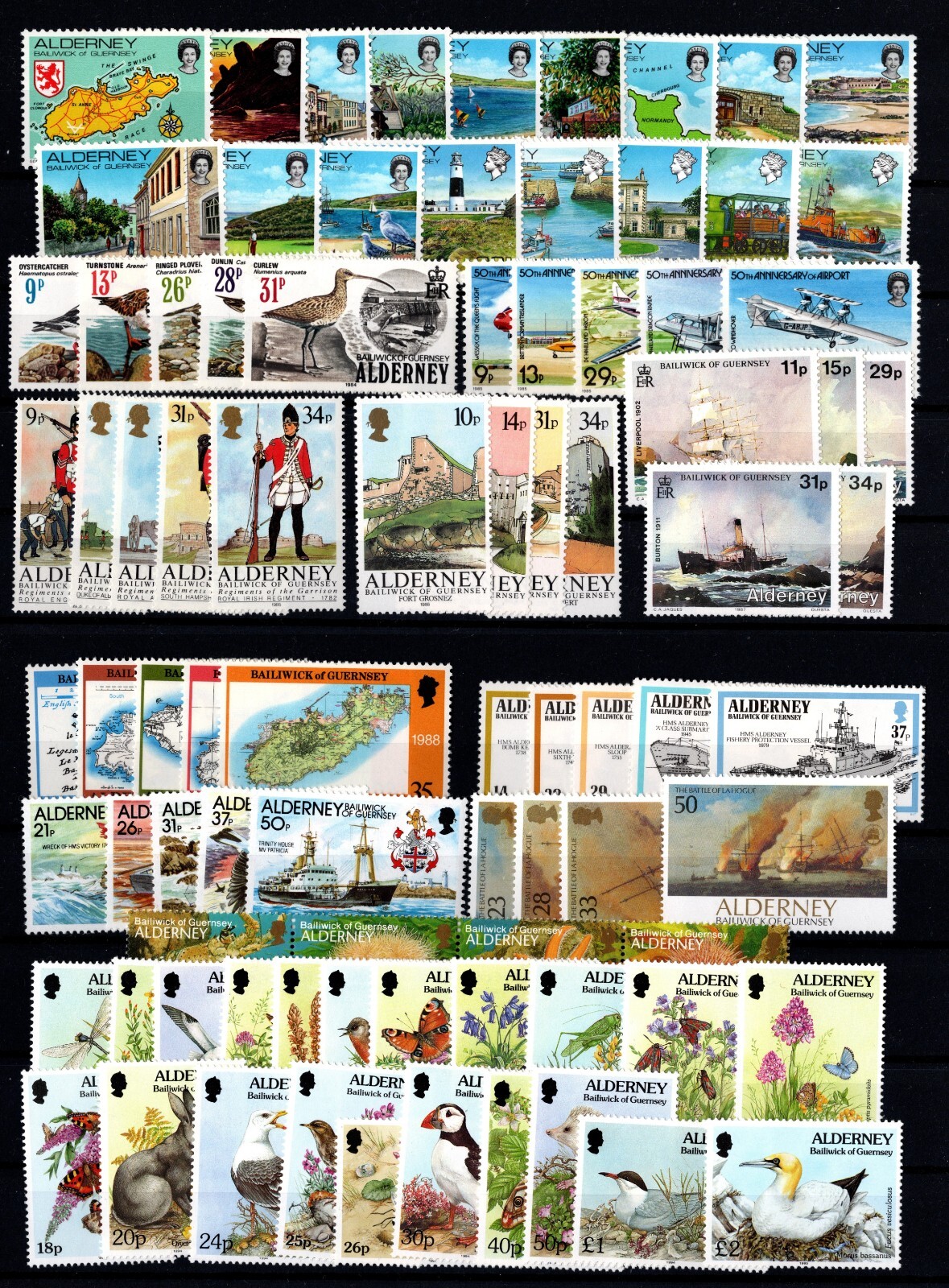 ALDERNEY 1983-1999  COLLECTION:  19 SETS + 2 M/S + 2  DEFINS.  MNH