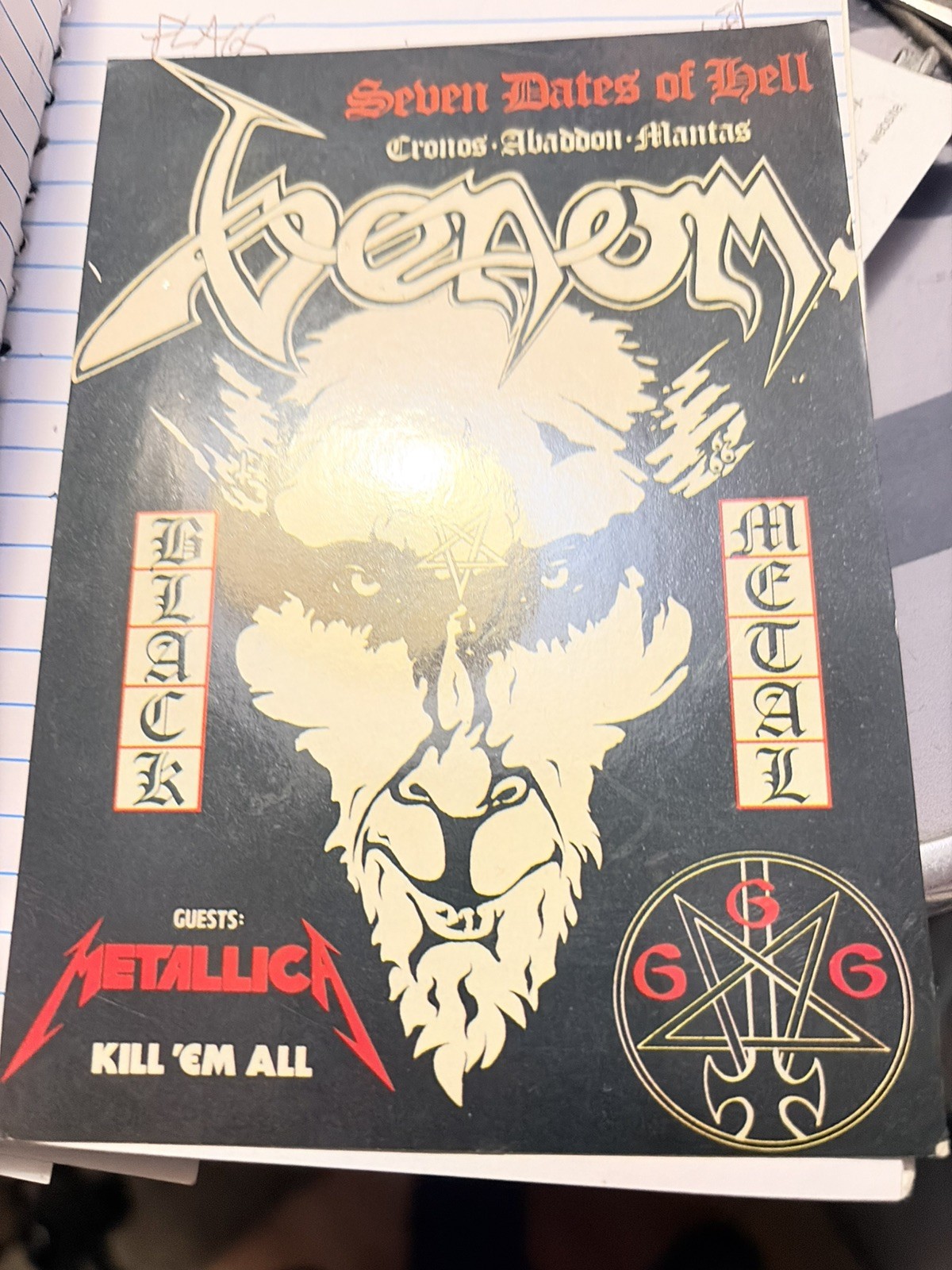 Vintage Rare Venom/metallica Tour Postcard Vintage Rare Venom/metallica Tour Postcard