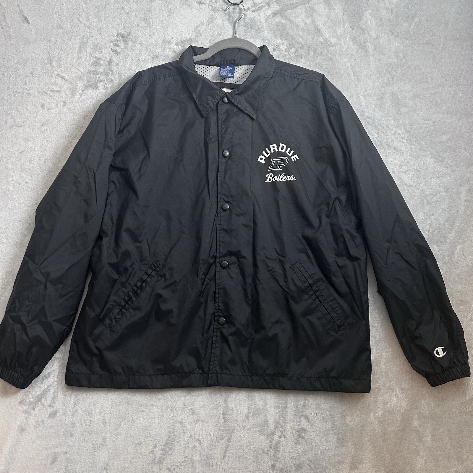 Purdue Boilermakers Jacket Mens Medium Black Coaches Varsity Snap Back Hit Y2K Purdue Boilermakers Jacket Mens Medium Black Coaches Varsity Snap Back Hit Y2K