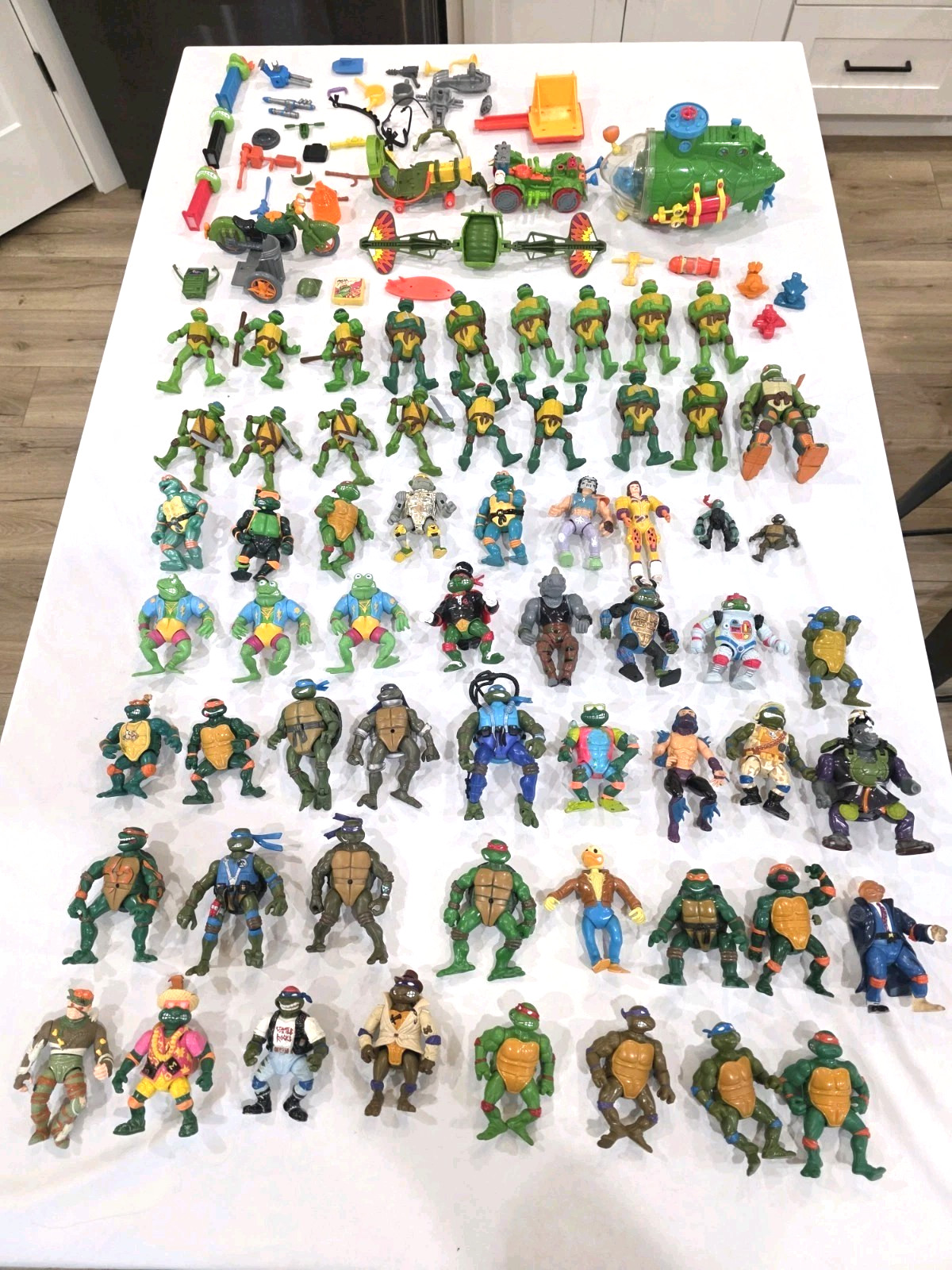 Vintage TMNT 60+ Figures Invisible Man Michelangelo Sewer Sub Vehicles Huge Lot 