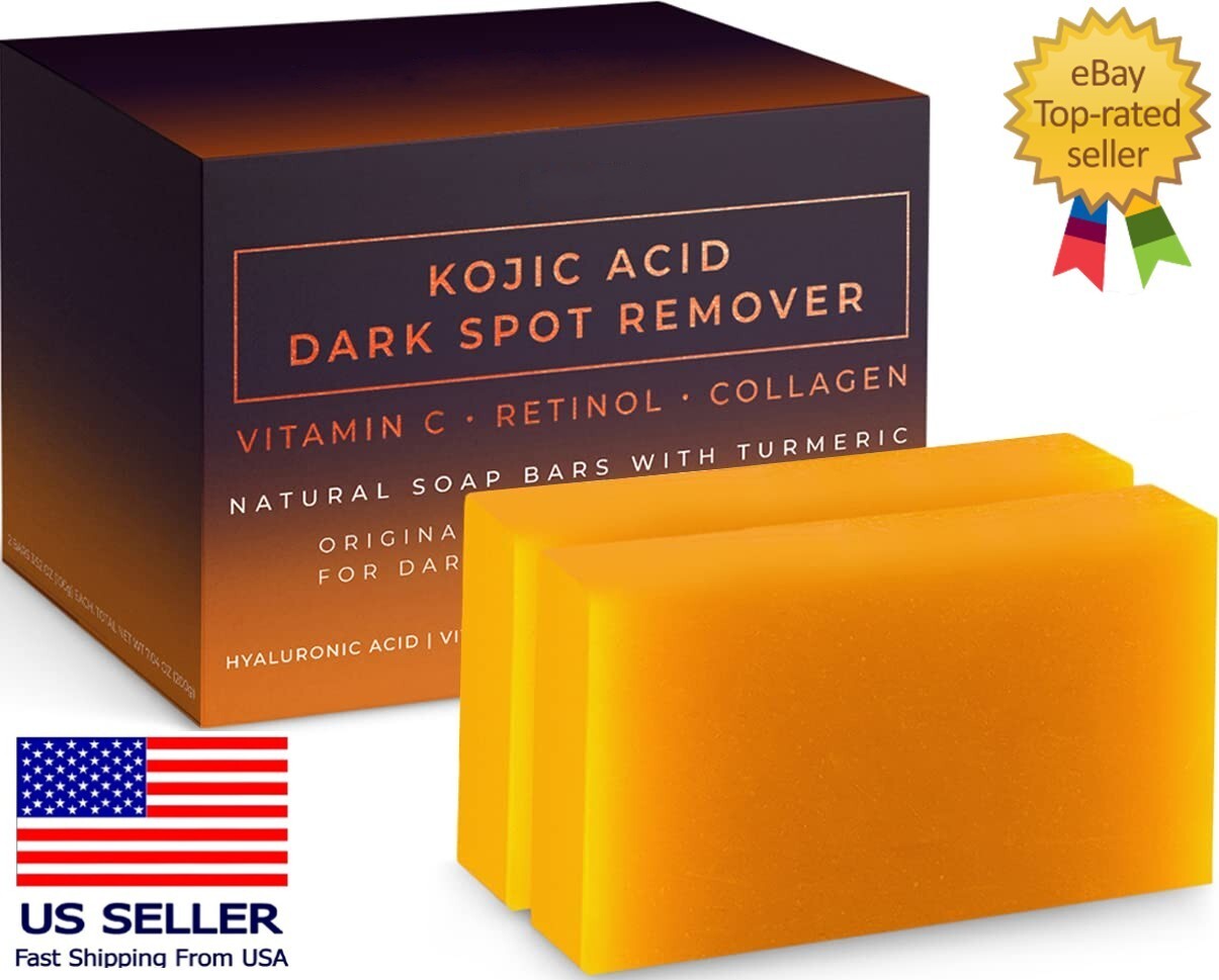PurEarth Kojic Acid Soap Dark Spot Remover Vitamin C Retinol 2 Pack
