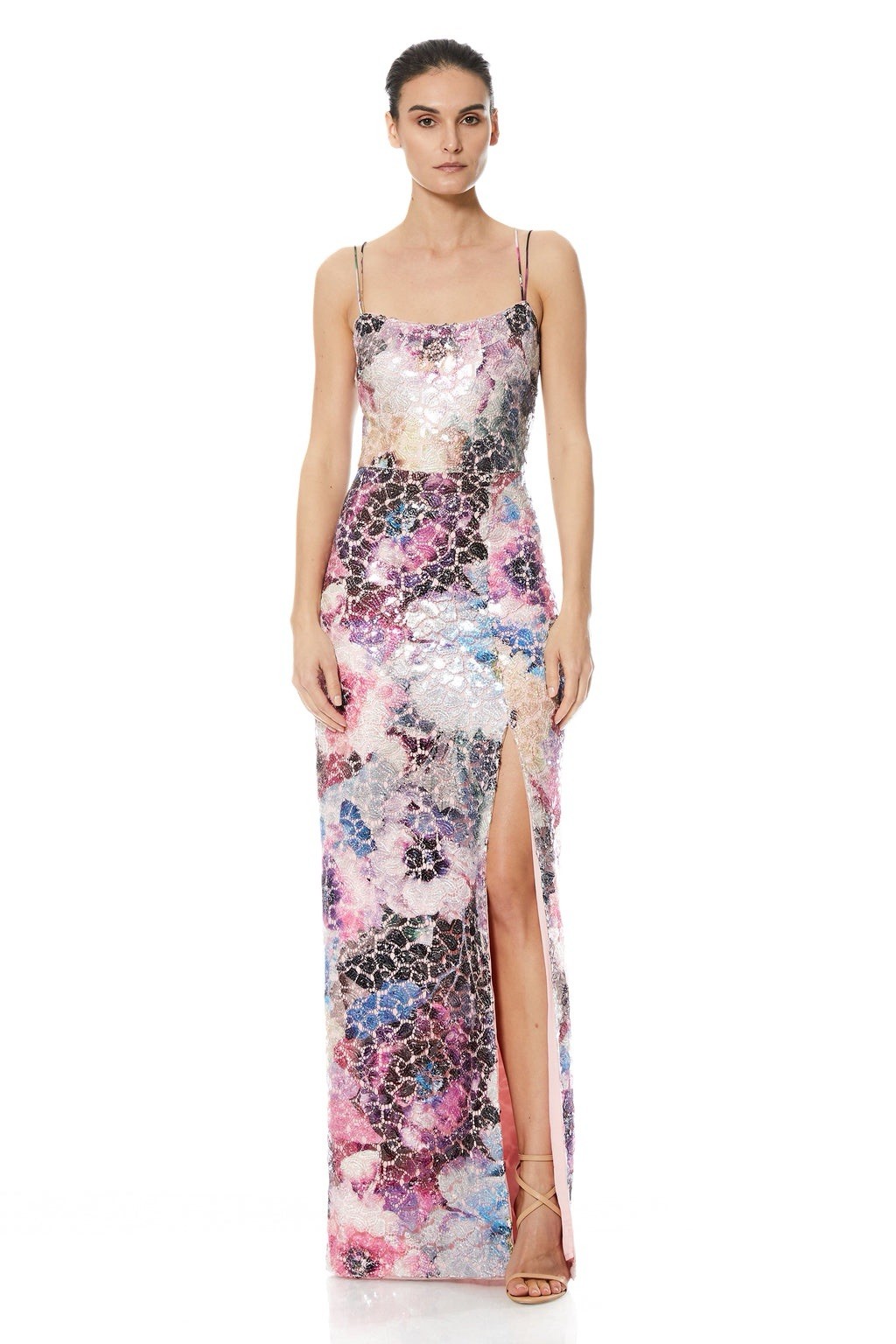 THEIA Joy Column Gown- Morning Glory Garlands Size 12 THEIA Joy Column Gown- Morning Glory Garlands Size 12
