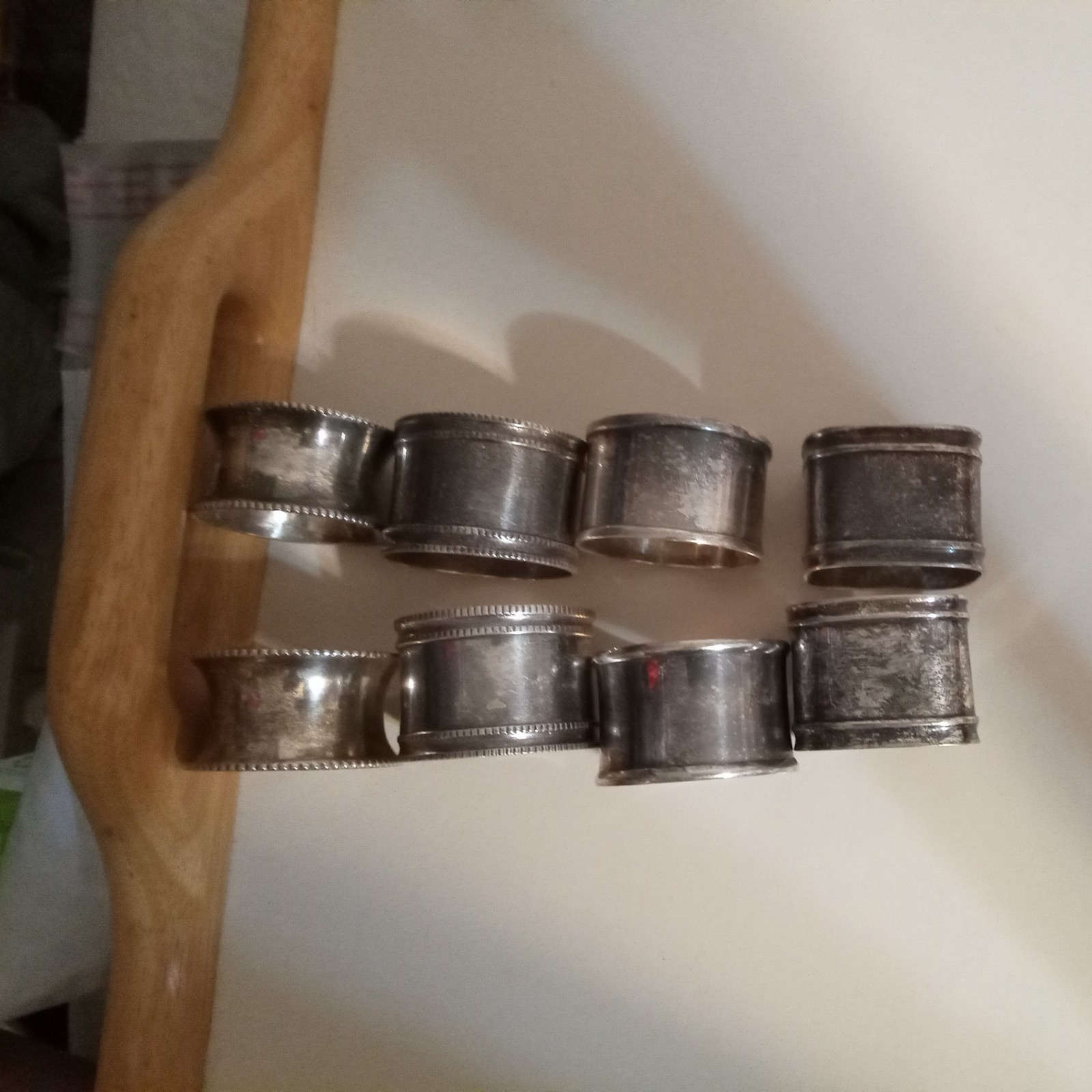 Vintage Two's Company Napkin Rings 8 Piece Set - Silver Plated 2 each are alike