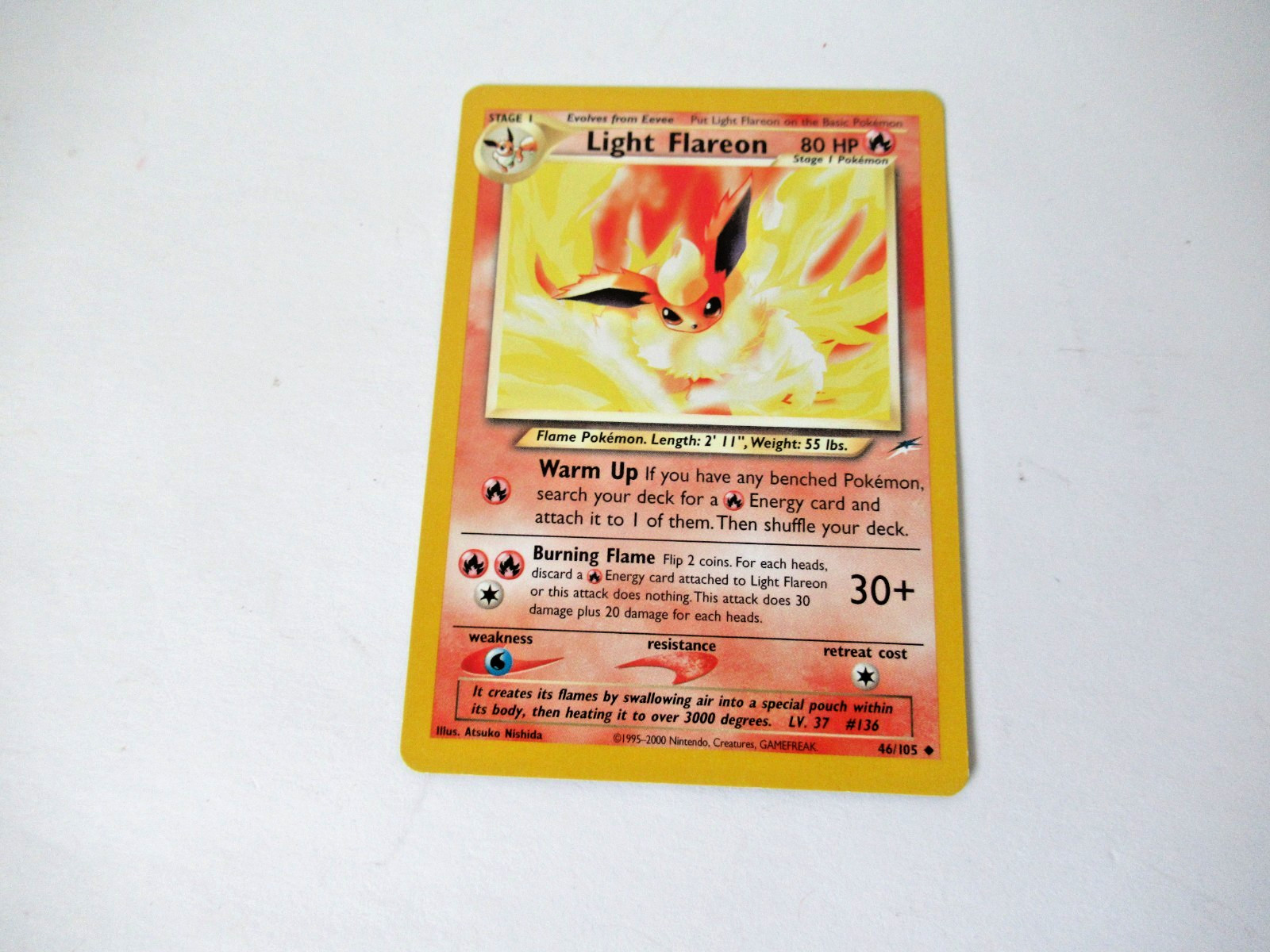 Pokemon TCG Light Flareon 46/105 Neo Destiny Unlimited Holo Rare English 80 HP