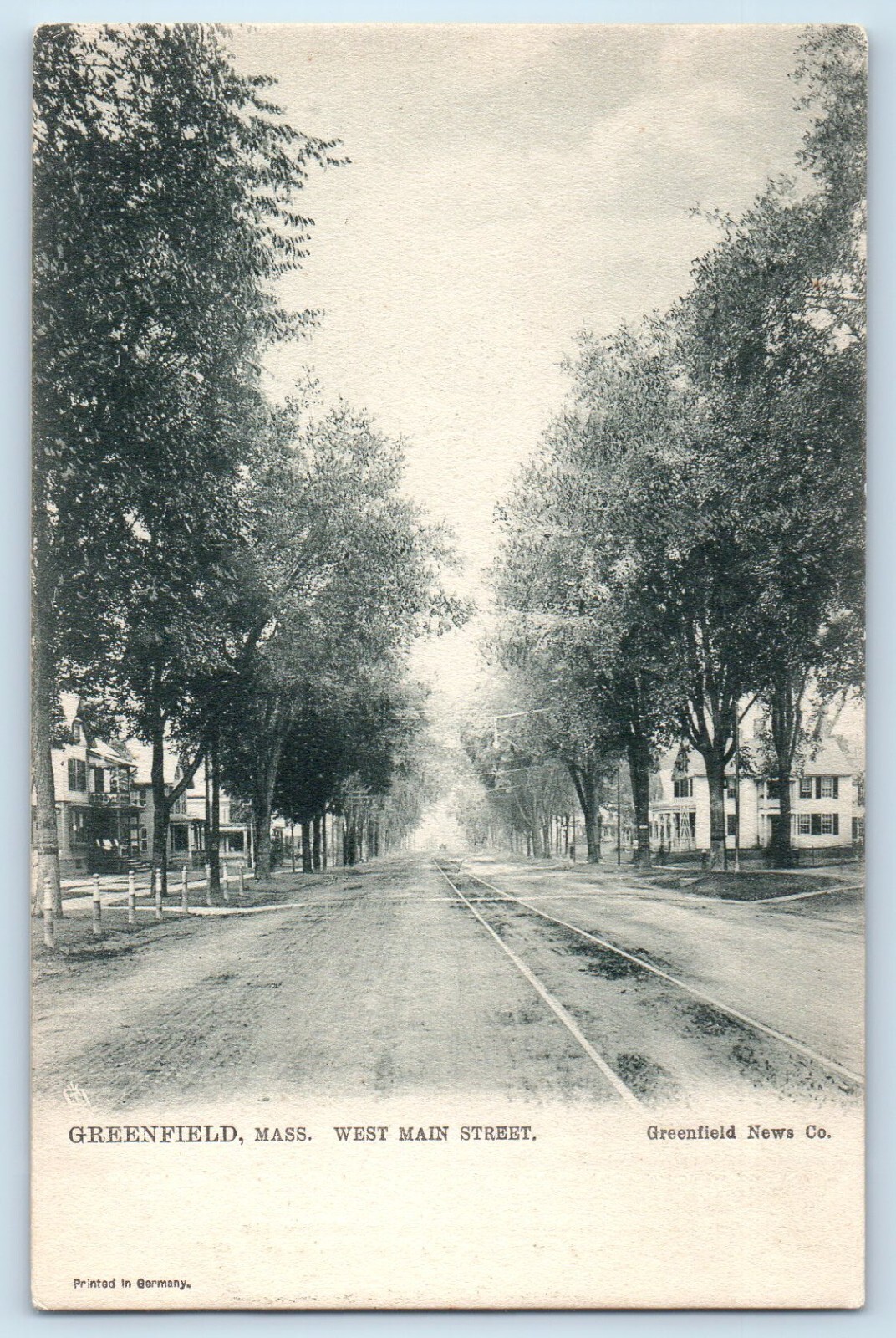 c1905 Greenfield Massachusetts MA Postcard West Main Street Road Exterior View