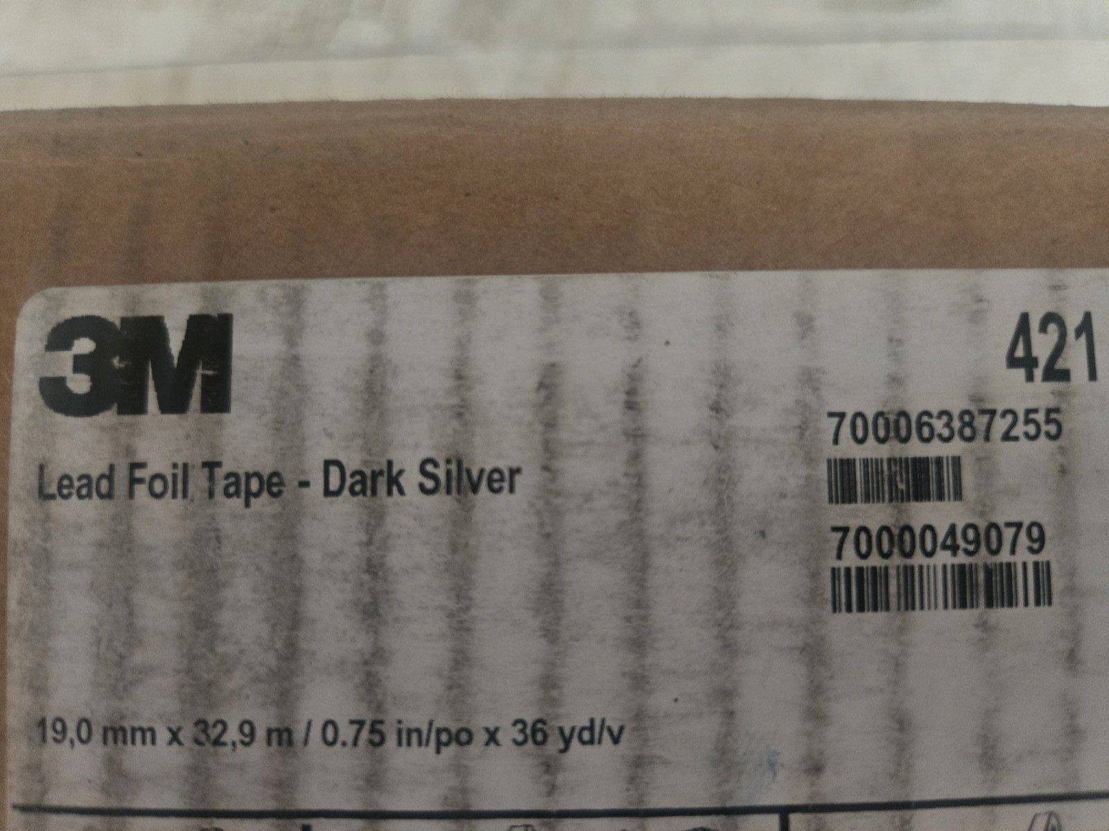 3M Lead Foil Tape 421, Dark Silver, 3/4 in x 36 yd, 6.3 mil