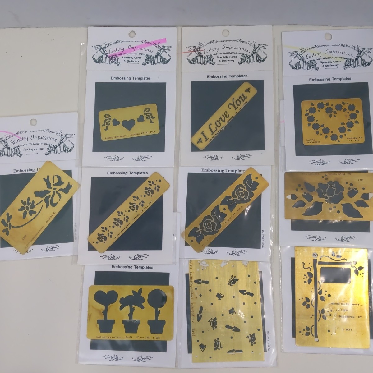 Lot 10 Vintage Lasting Impressions Brass Embossing Templates Love Flowers Craft Lot 10 Vintage Lasting Impressions Brass Embossing Templates Love Flowers Craft