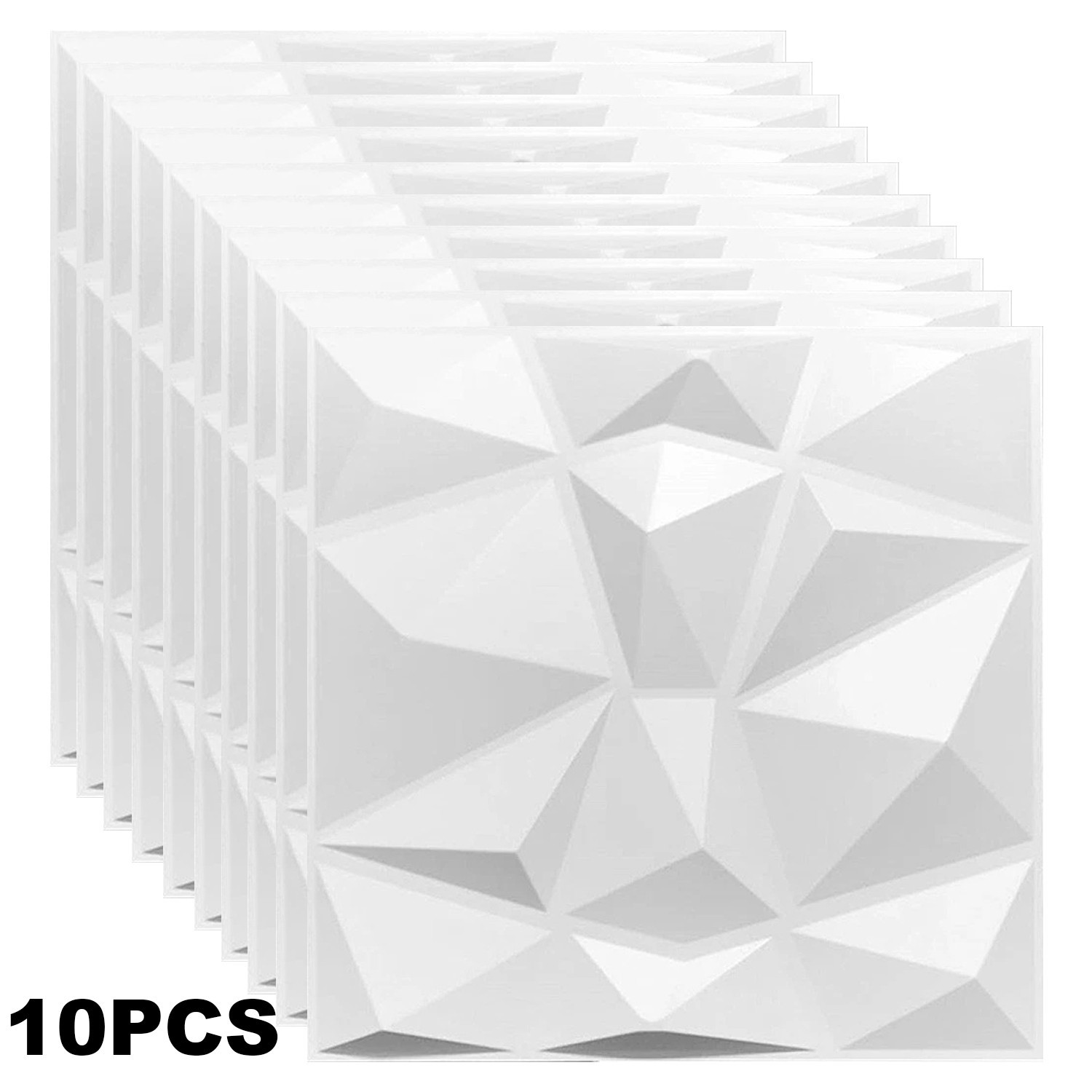 10PCS 3D Wall Panels Diamond Design Textured Accent PVC Wall Background Decor