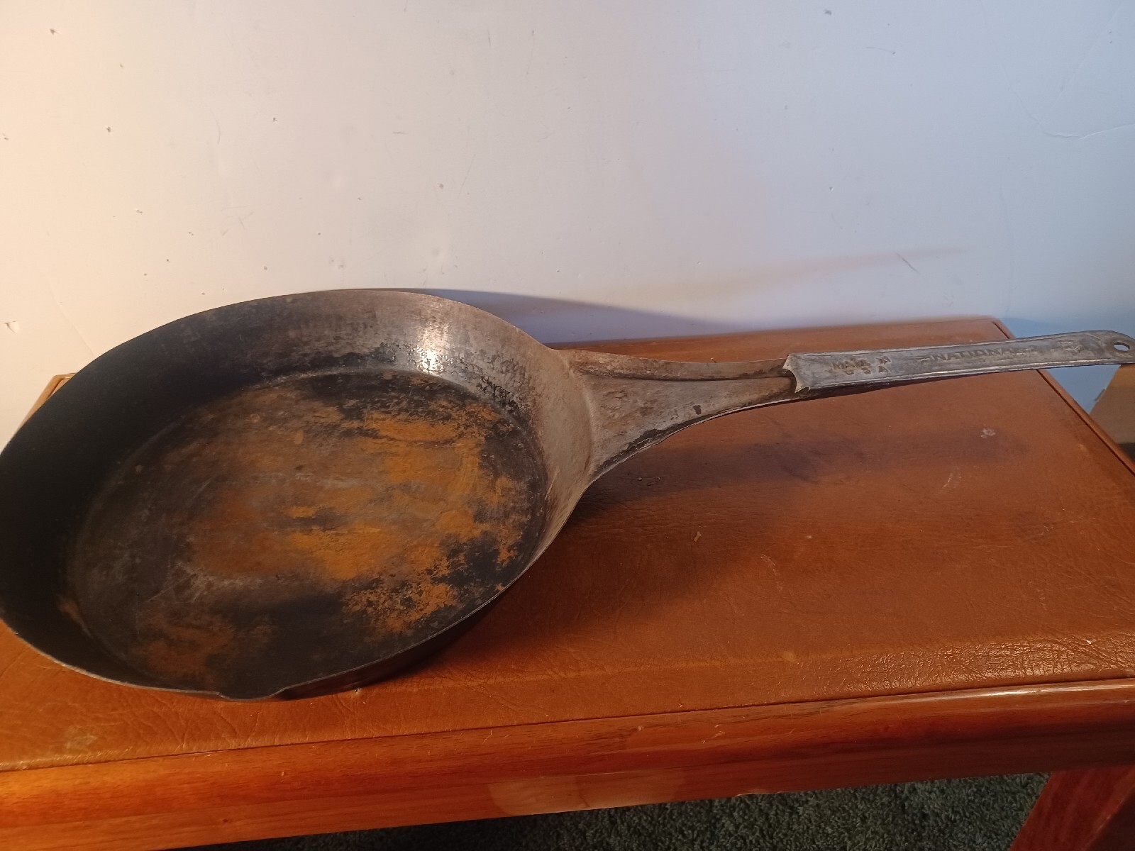 Vintage  Rare Large NATIONAL  47 TIN Frying Pan Skillet Camping Cowboy (U23)