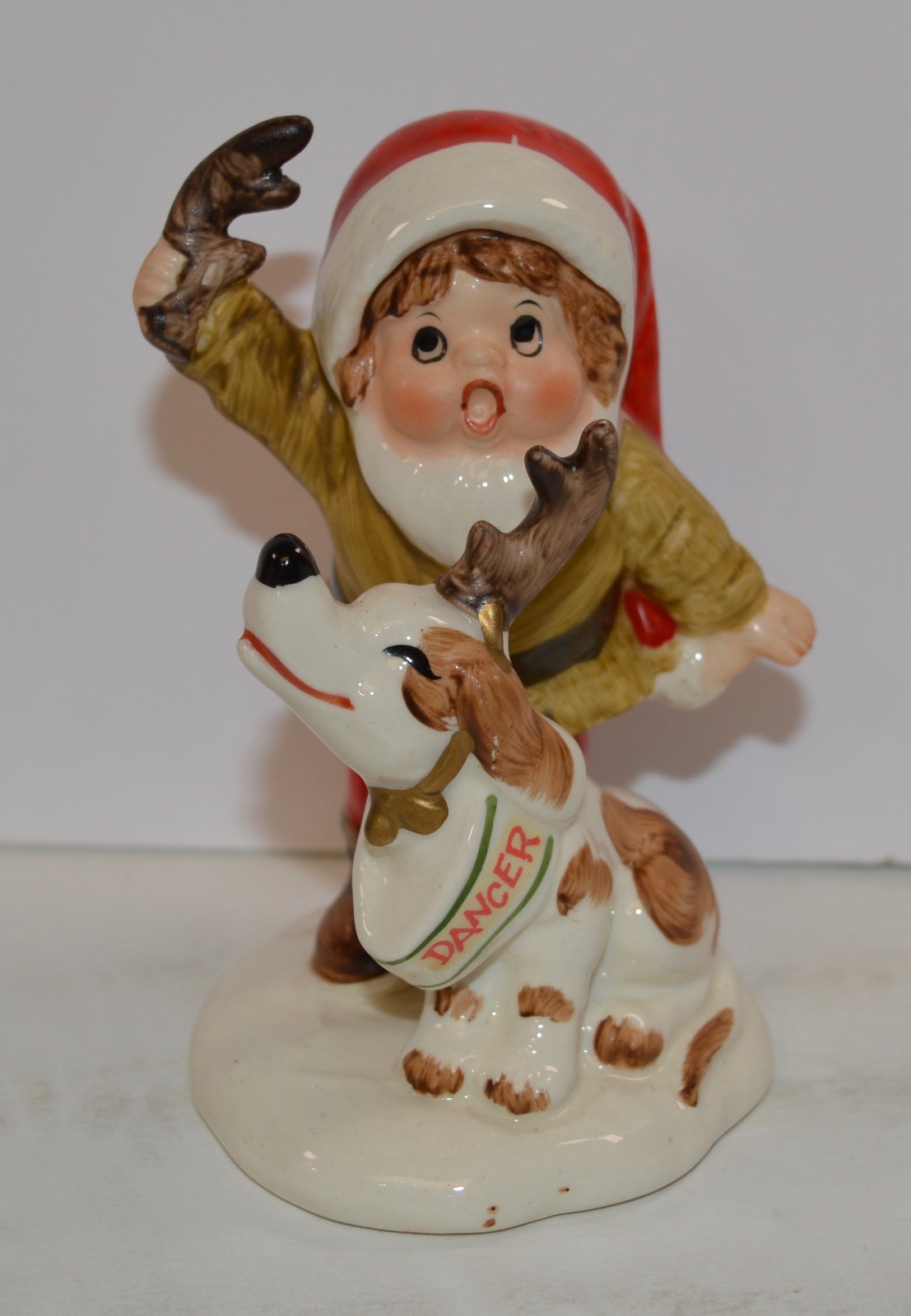 Vintage Napcoware Ceramic Figurine #178 Santa Boy / Girl W/ Dog \ Vintage Napcoware Ceramic Figurine #178 Santa Boy / Girl W/ Dog \