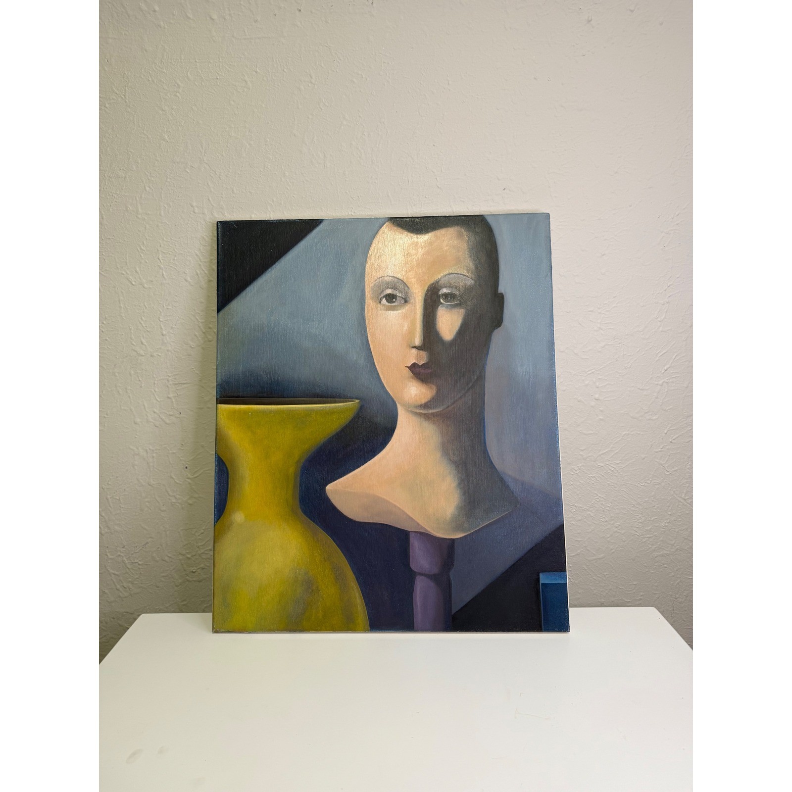Original Surrealist Oil Painting Mannequin Head Metaphysical Art 20 X 24 Canvas Original Surrealist Oil Painting Mannequin Head Metaphysical Art 20 X 24 Canvas