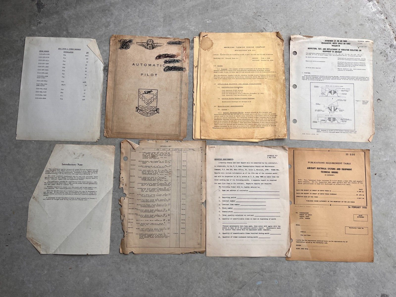 Vintage Lot of Misc. Aviation Documents c. 1940s-50s WWII Korean War era Vintage Lot of Misc. Aviation Documents c. 1940s-50s WWII Korean War era