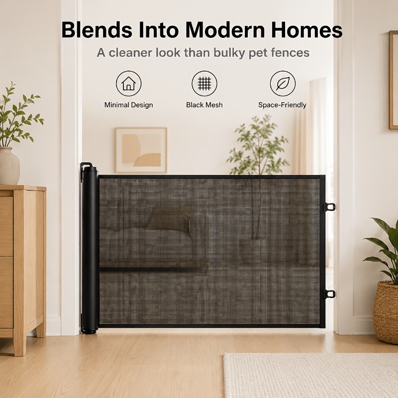 Retractable Pet Barrier;  Extendable Mesh Gate Suitable for Cats And Small Dogs
