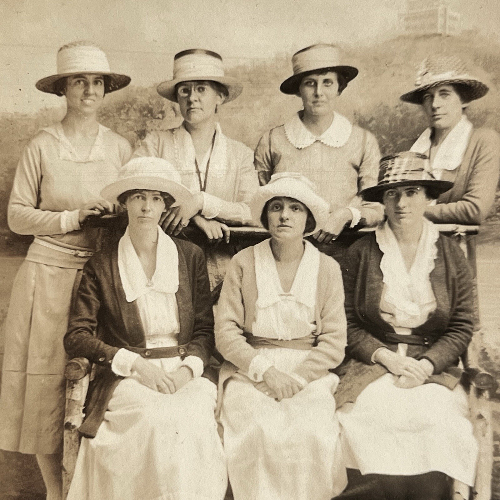 Antique RPPC Real Postcard Group Photograph Lovely Women Great Hats Dresses