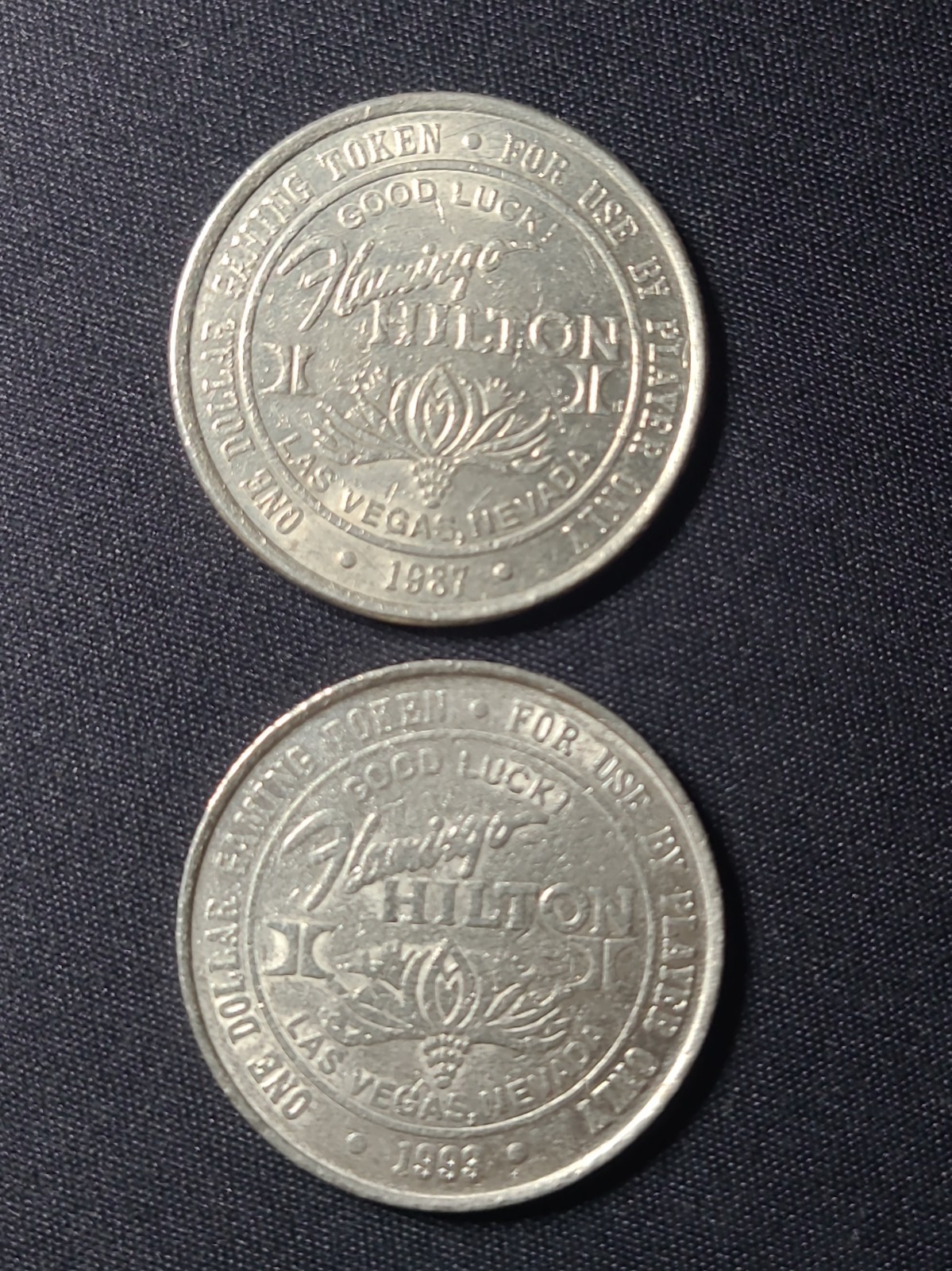 Flamingo Hilton-Lot Of Two- $1 Slot Tokens-Las Vegas, NV. *FREE SHIPPING* 🎰🪙💰